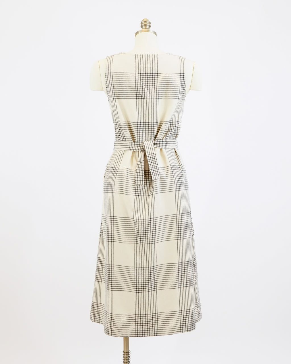 1970s Marimekko Wool Glen Check Plaid Dress & Belt