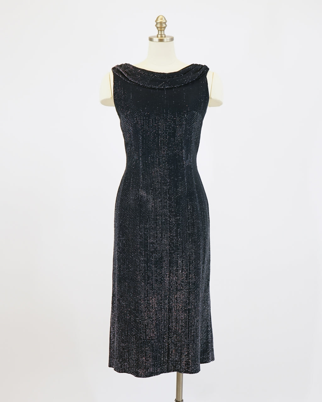 1950s Black & Silver Lamé Cocktail Dress
