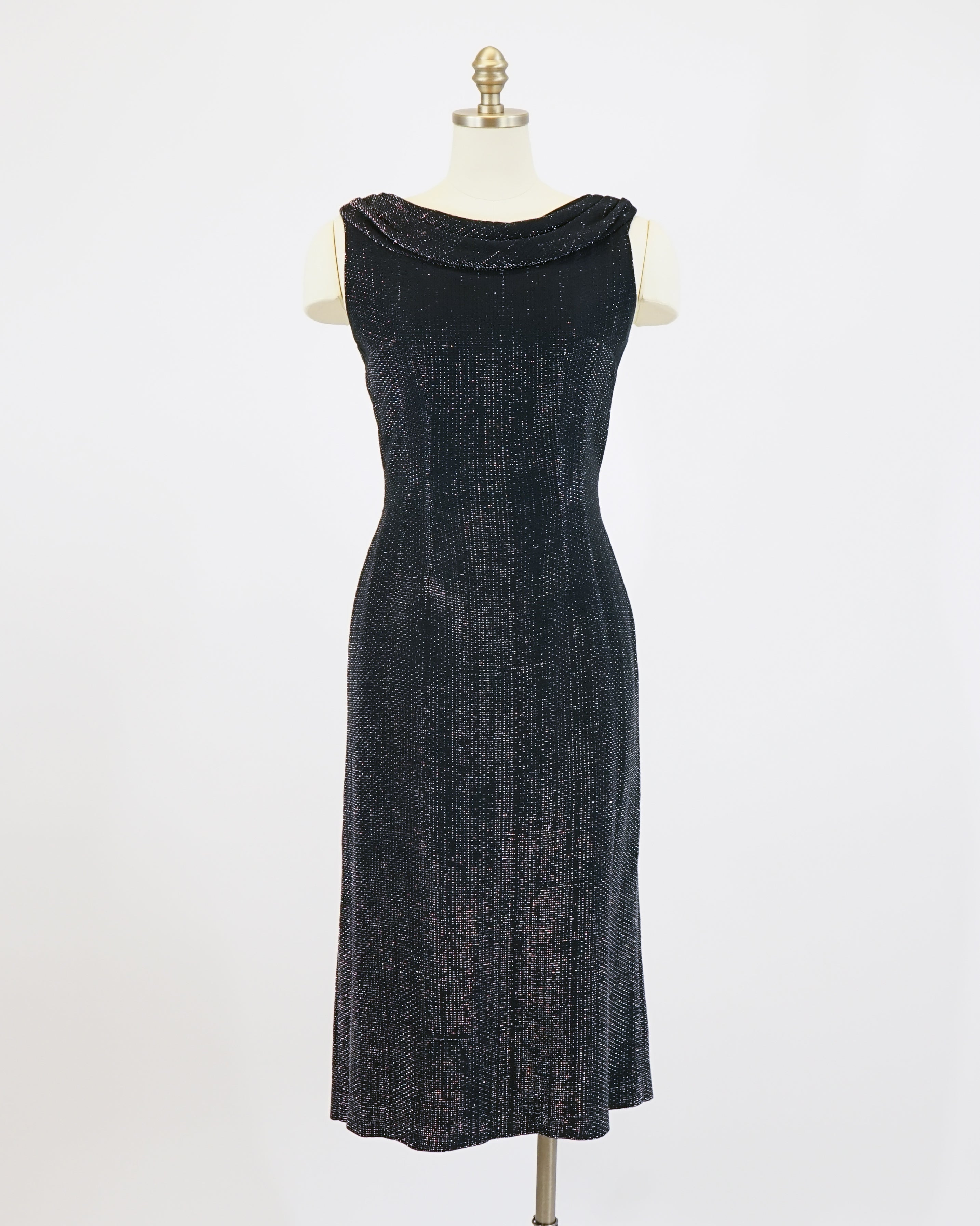 1950s Black & Silver Lamé Cocktail Dress
