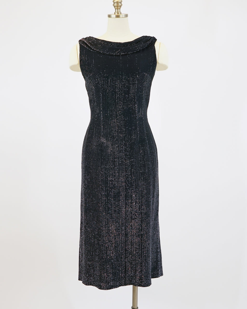 1950s Black & Silver Lamé Cocktail Dress