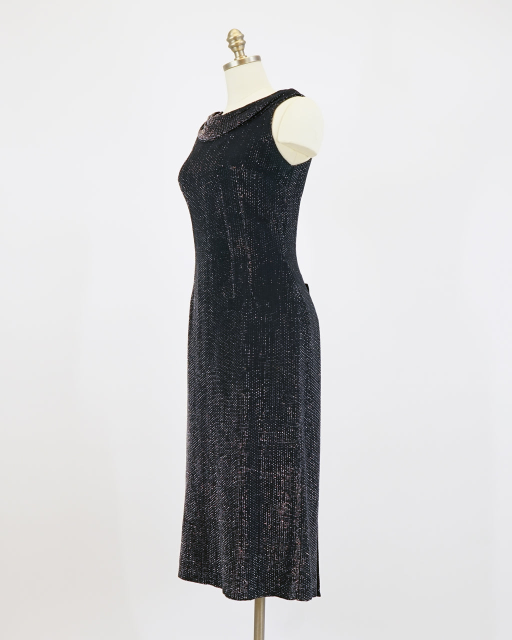 1950s Black & Silver Lamé Cocktail Dress