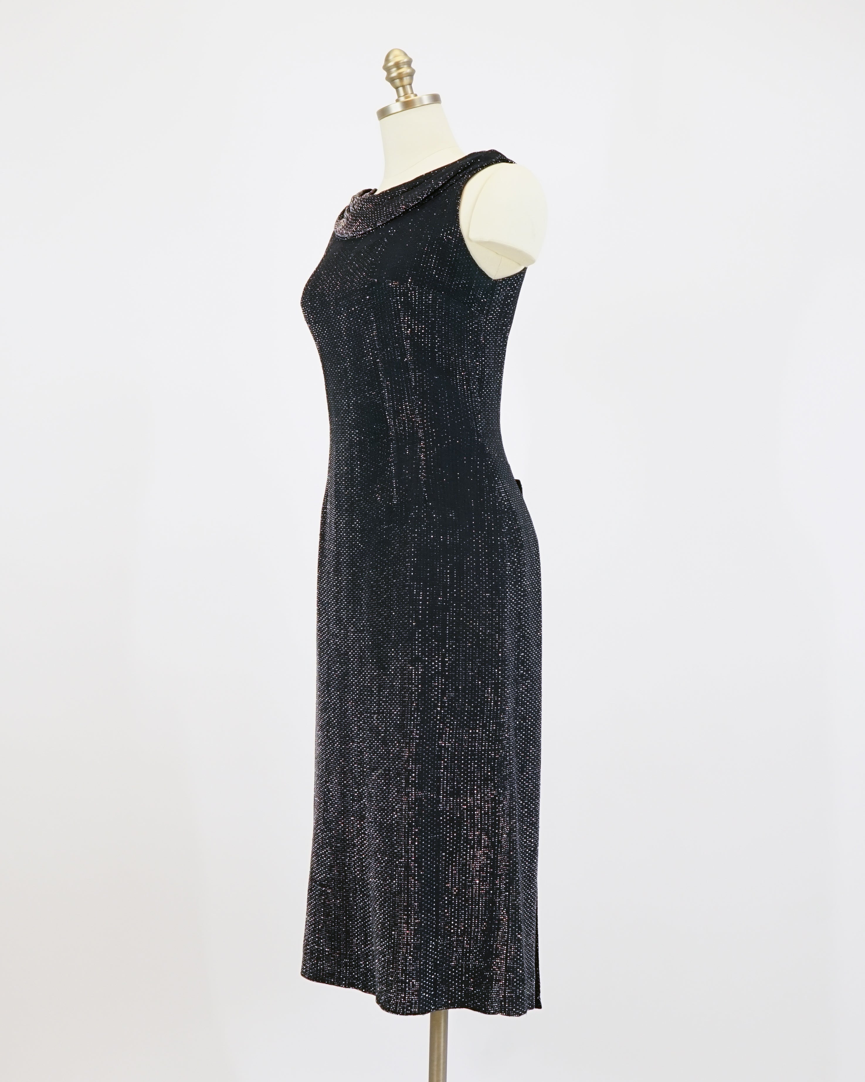 1950s Black & Silver Lamé Cocktail Dress