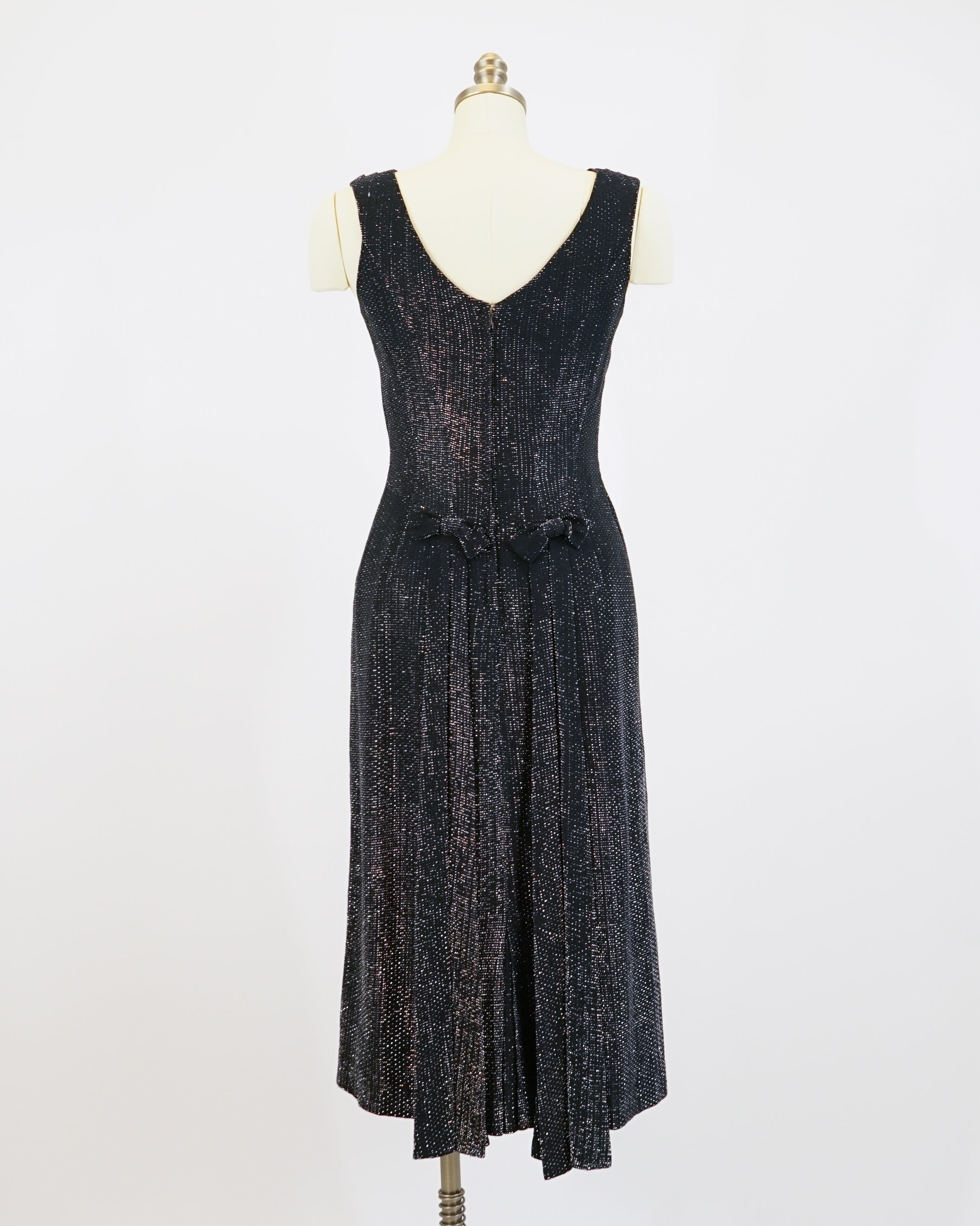 1950s Black & Silver Lamé Cocktail Dress