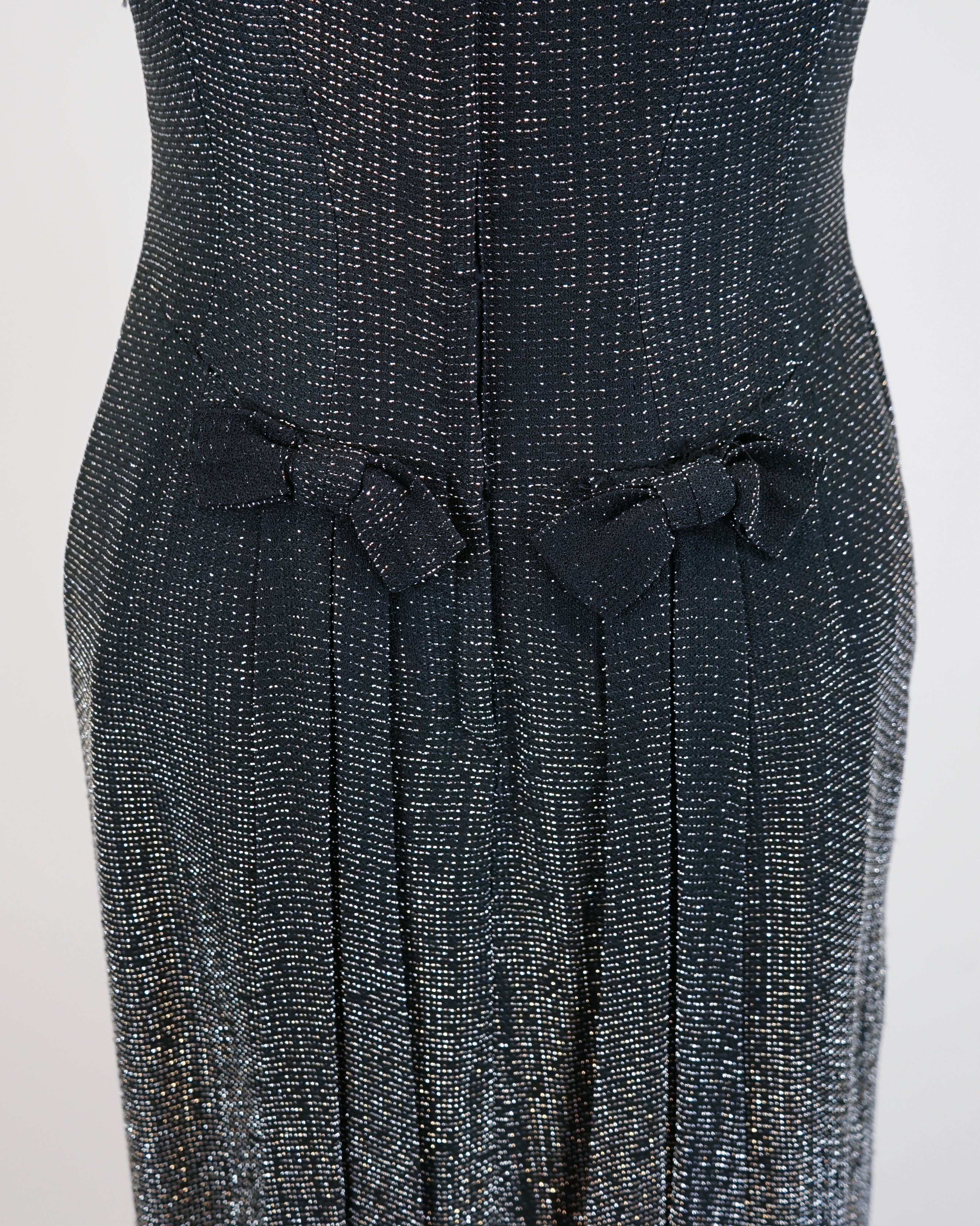 1950s Black & Silver Lamé Cocktail Dress