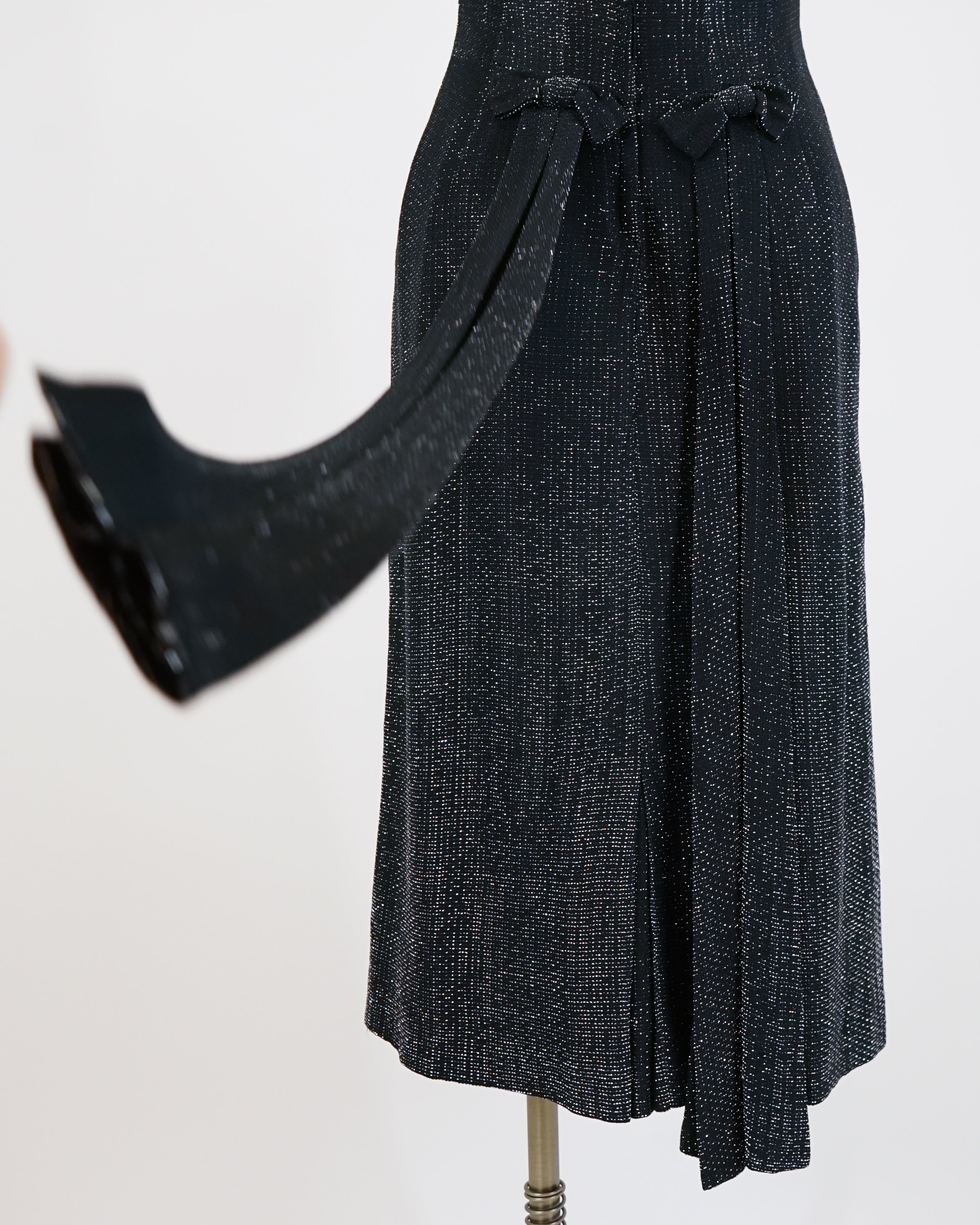 1950s Black & Silver Lamé Cocktail Dress