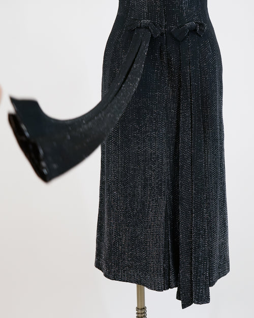 1950s Black & Silver Lamé Cocktail Dress