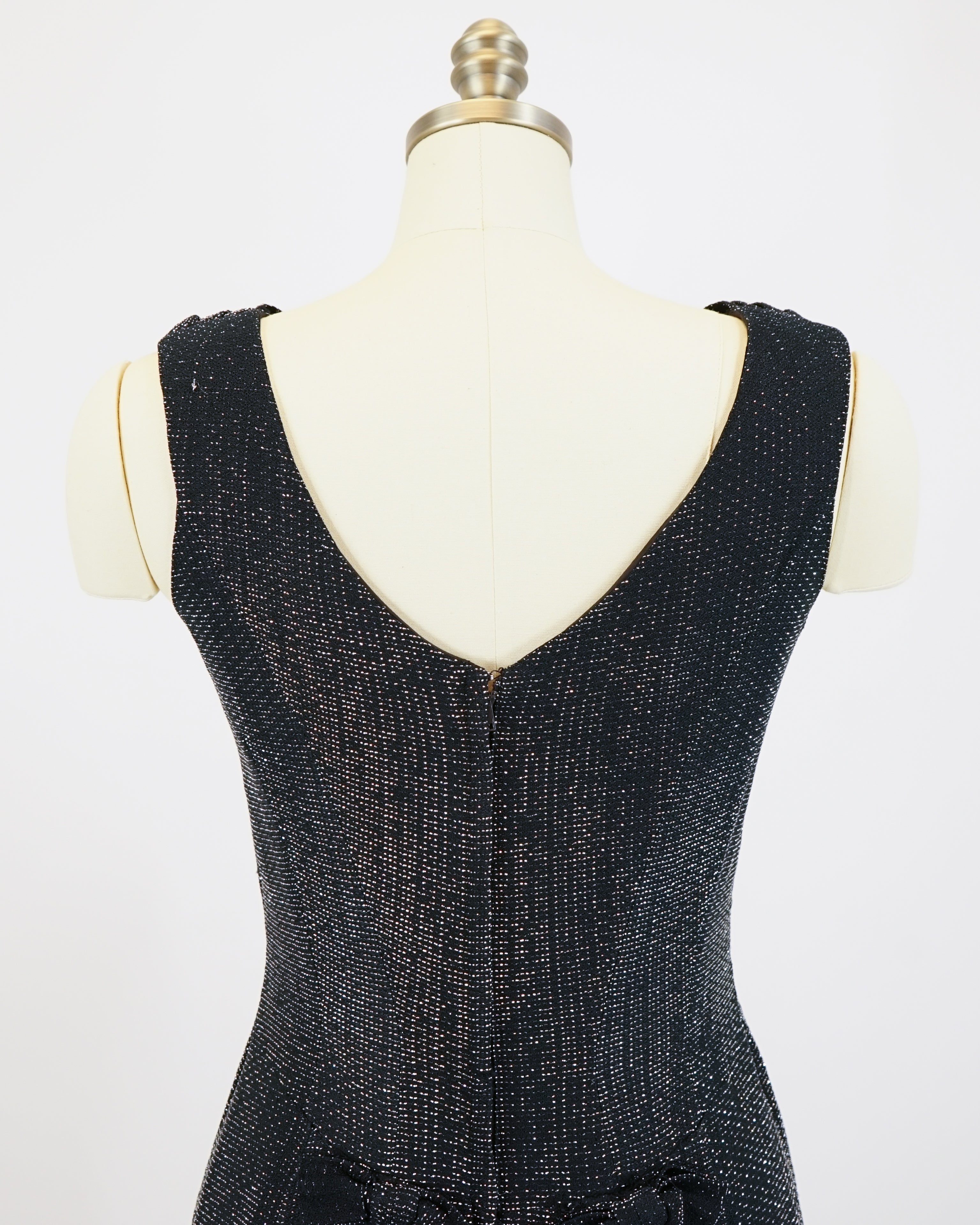 1950s Black & Silver Lamé Cocktail Dress