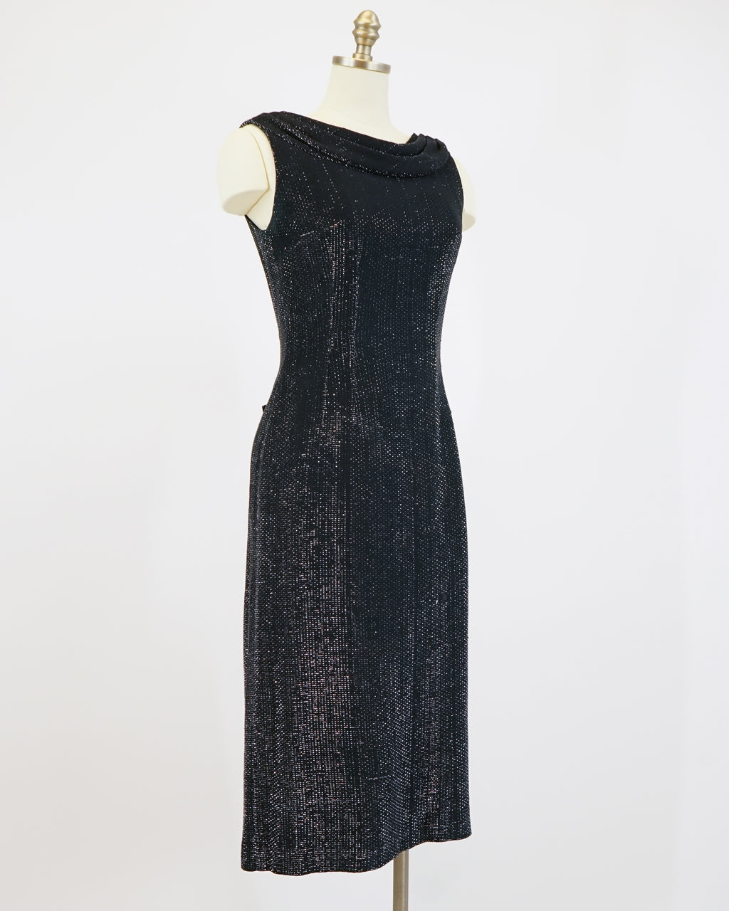 1950s Black & Silver Lamé Cocktail Dress
