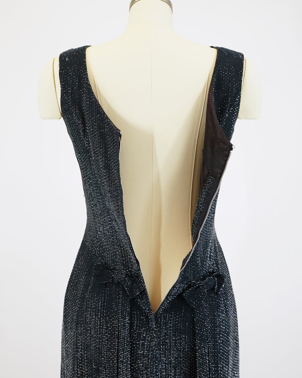 1950s Black & Silver Lamé Cocktail Dress