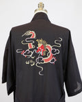 60s Dragon Embroidered Black Robe & Belt