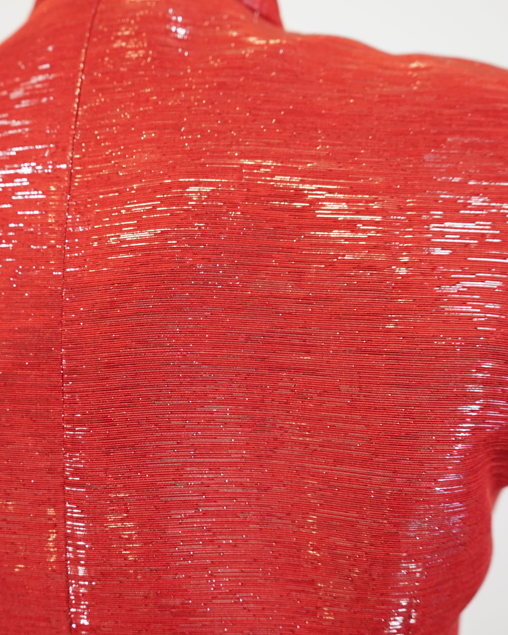 70s Red Lamé Embroidered Butterfly Cheongsam