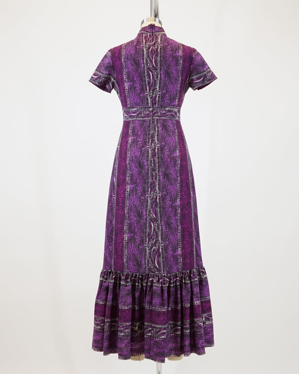 70s Violet Floral Paisley Maxi Dress