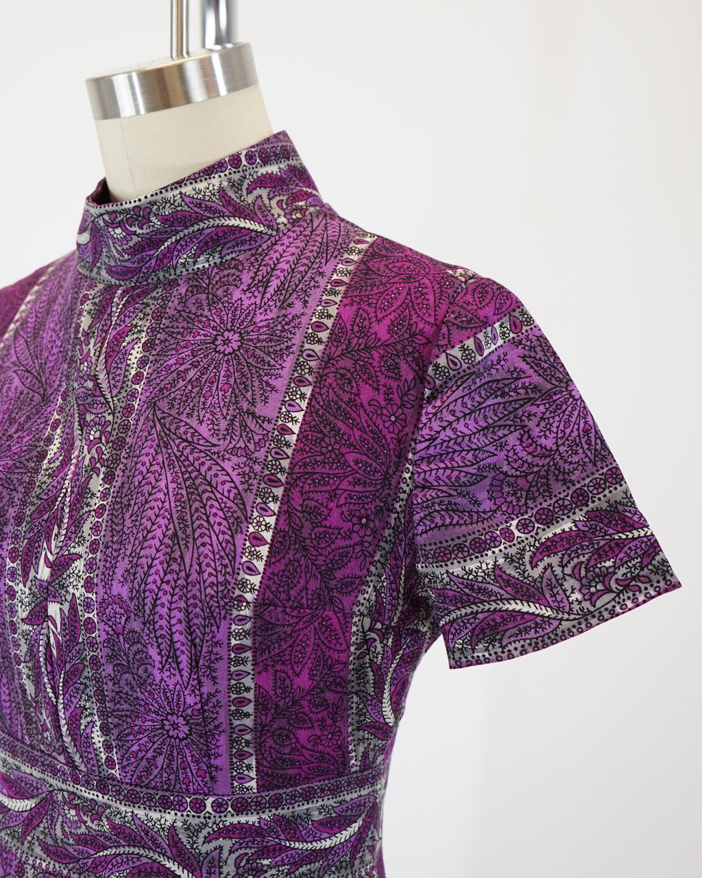 70s Violet Floral Paisley Maxi Dress