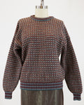 90s Brown & Green Textured Crewneck Sweater