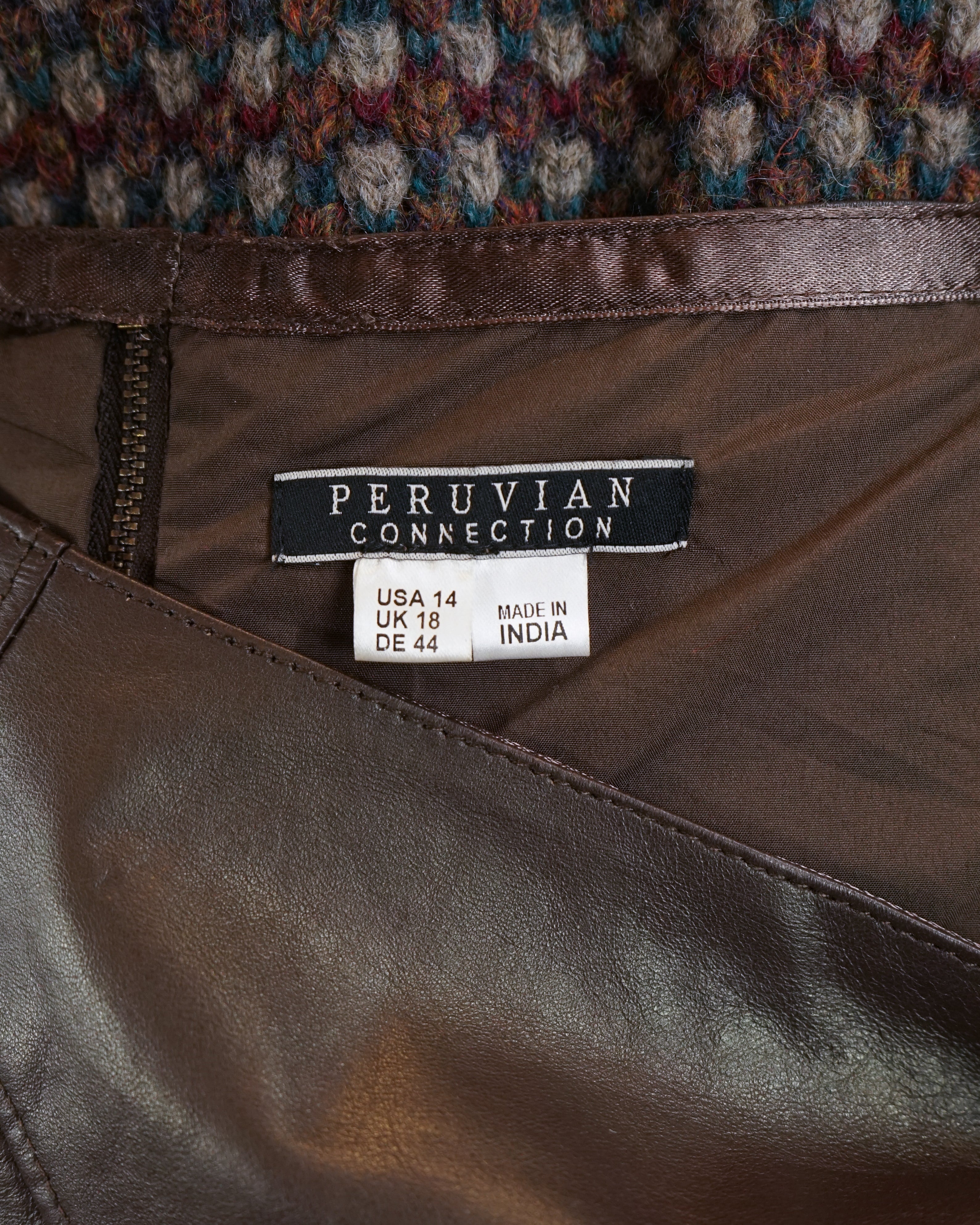 2000s Leather Chocolate Brown Mini Skirt