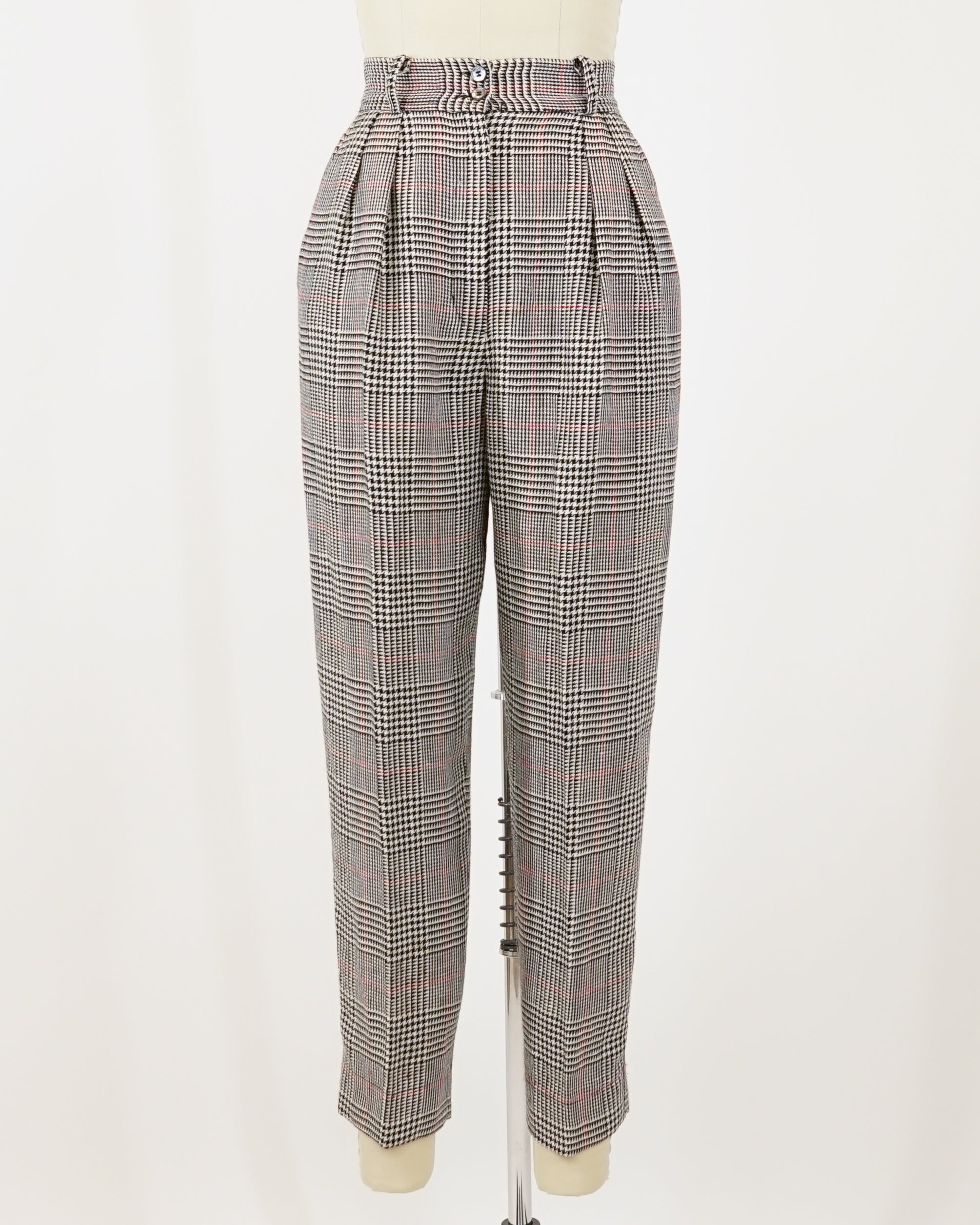 1980s Ungaro Ter Wool & Linen Blend Glen Check Pants