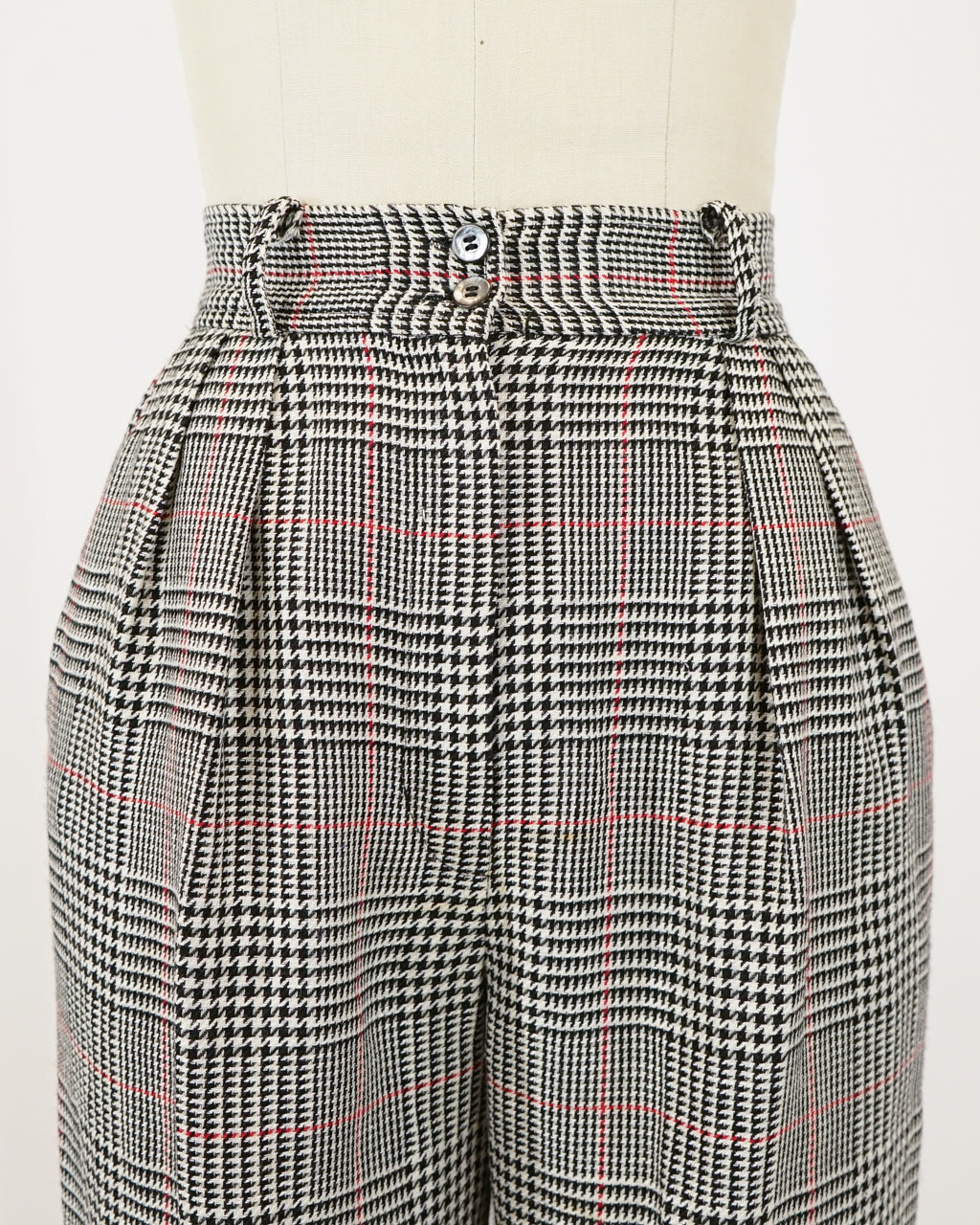 1980s Ungaro Ter Wool & Linen Blend Glen Check Pants