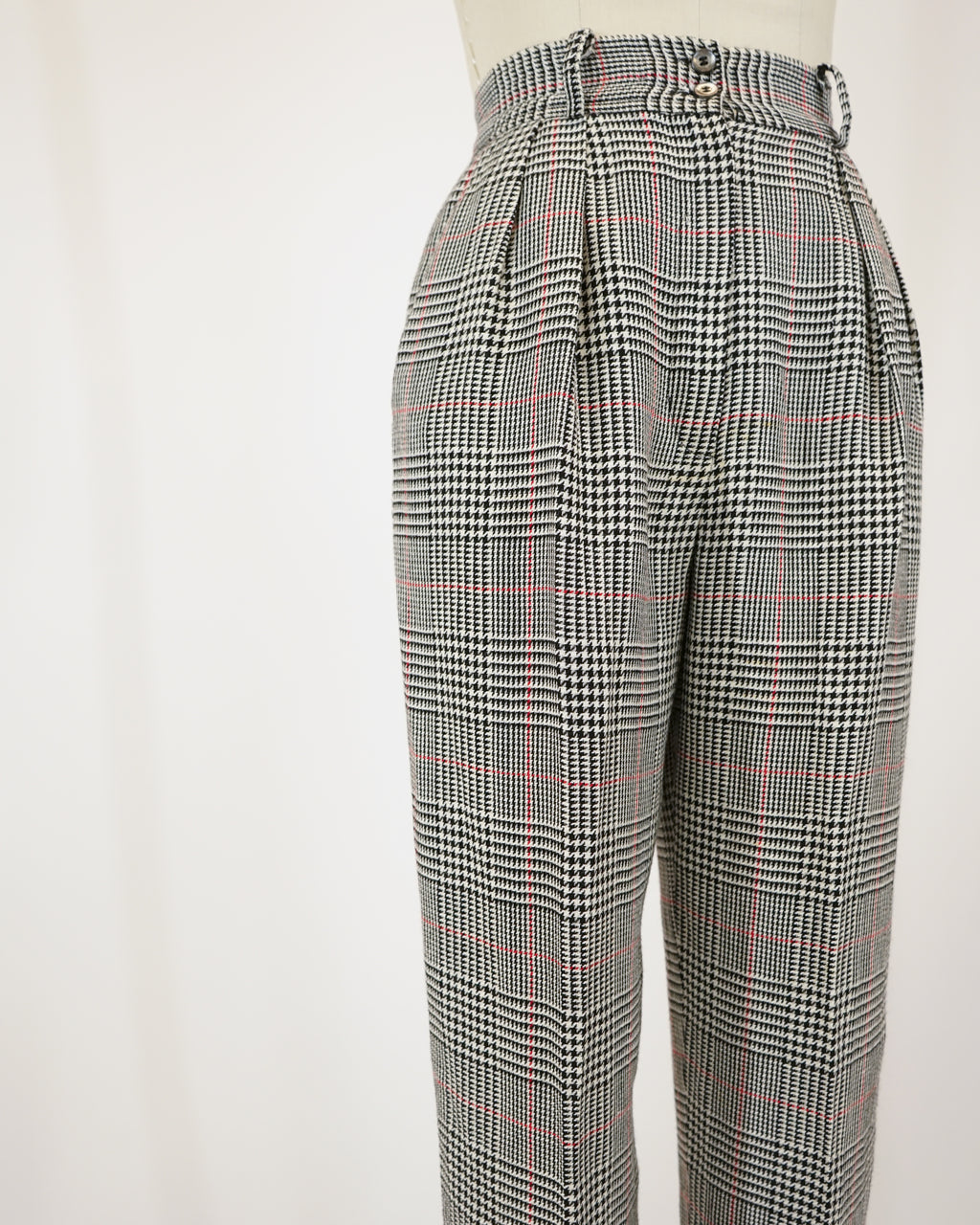 1980s Ungaro Ter Wool & Linen Blend Glen Check Pants