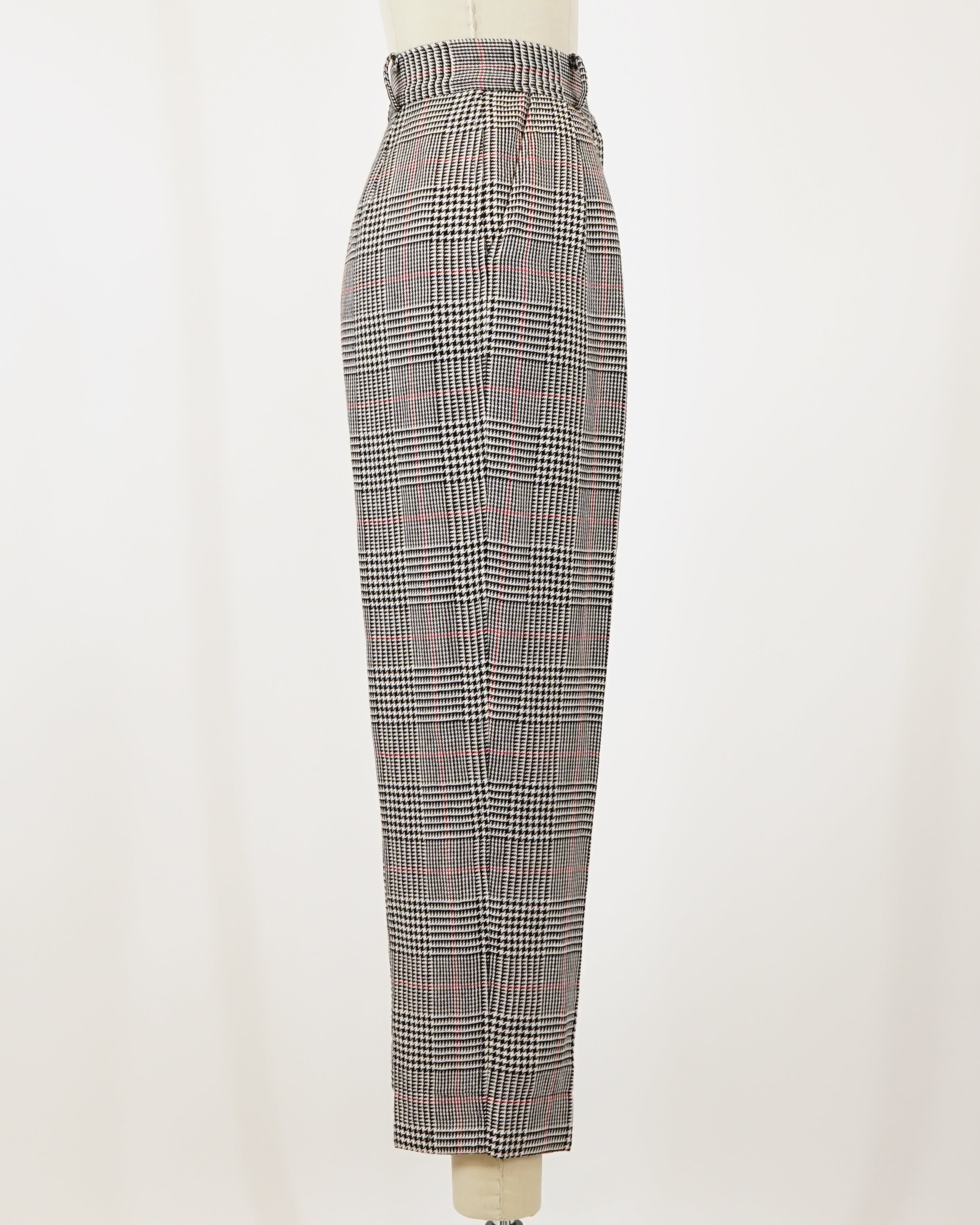 1980s Ungaro Ter Wool & Linen Blend Glen Check Pants