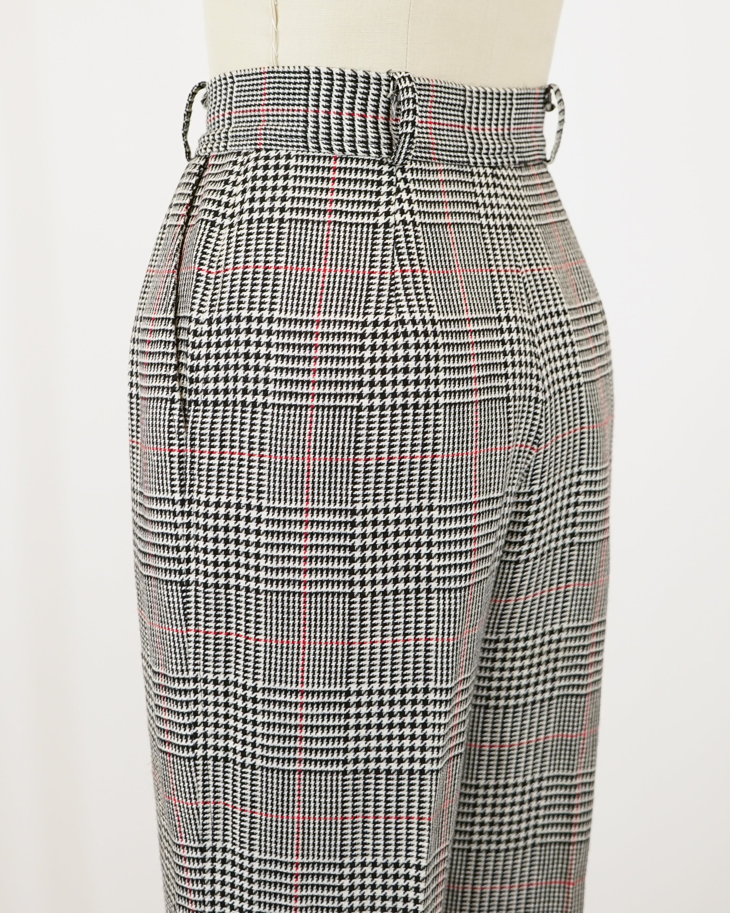 1980s Ungaro Ter Wool & Linen Blend Glen Check Pants