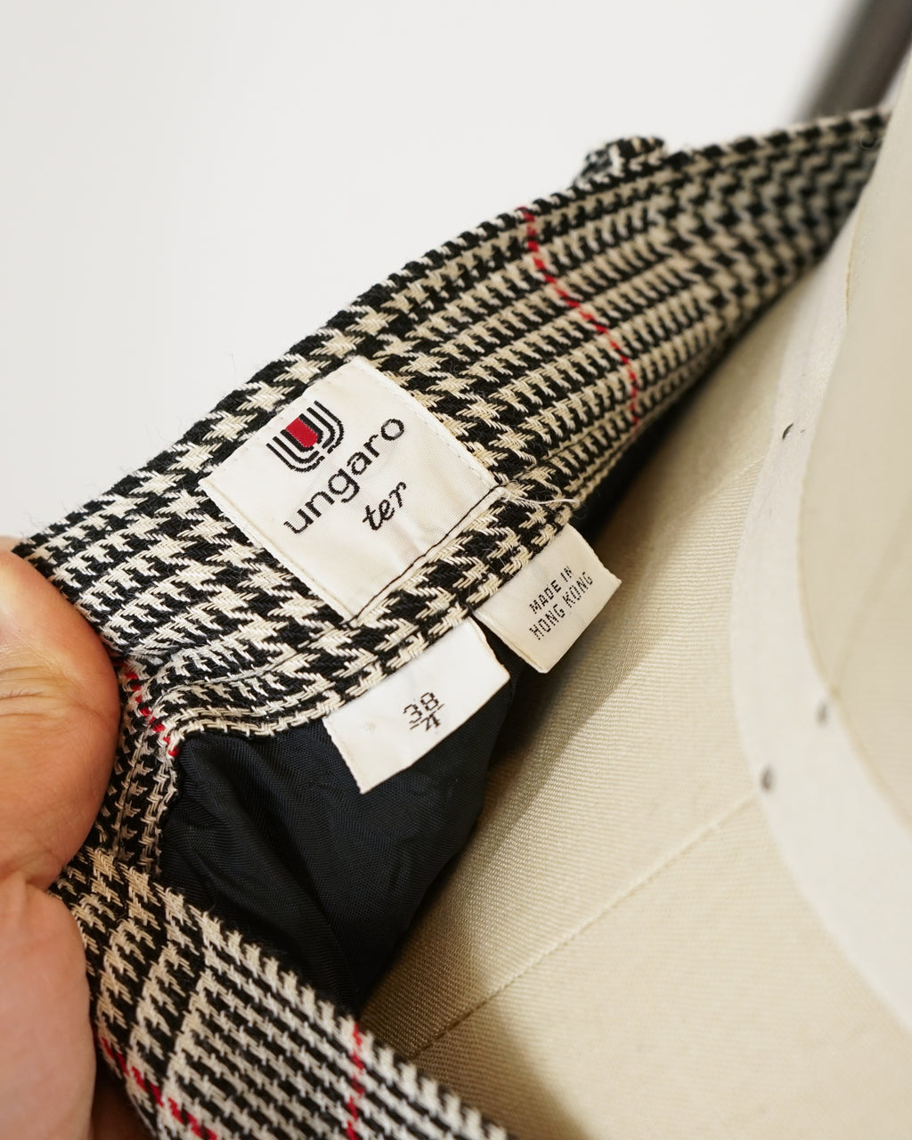 1980s Ungaro Ter Wool & Linen Blend Glen Check Pants