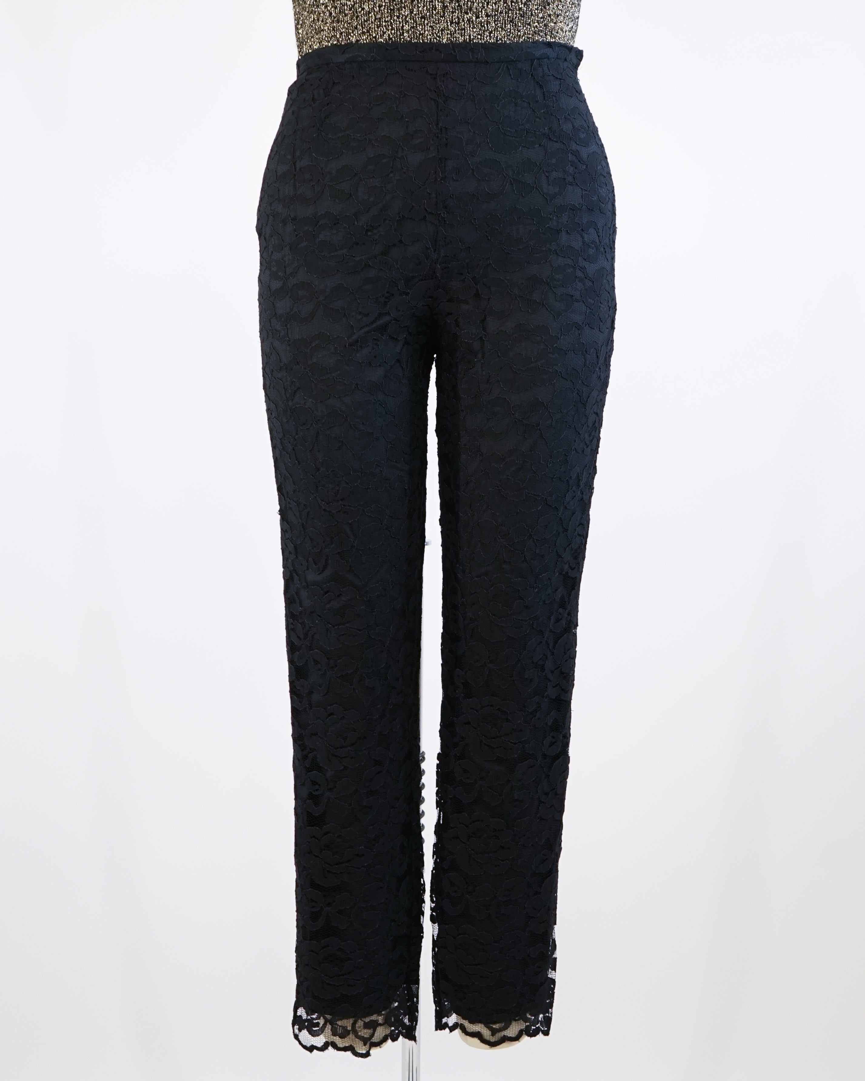 90s Bloomingdale's Fully Lined Black Lace Pants