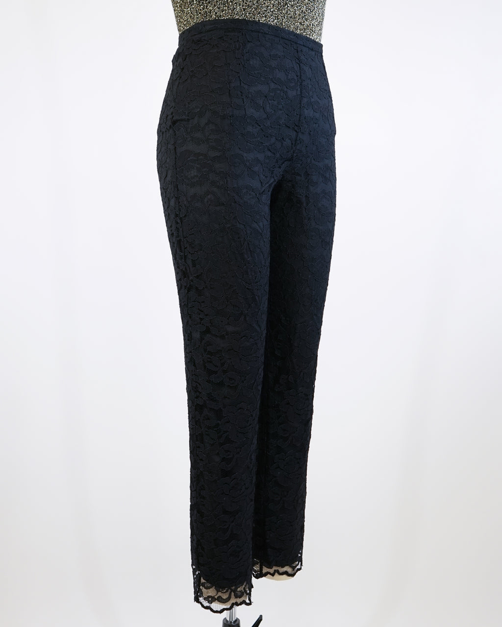 90s Bloomingdale's Fully Lined Black Lace Pants