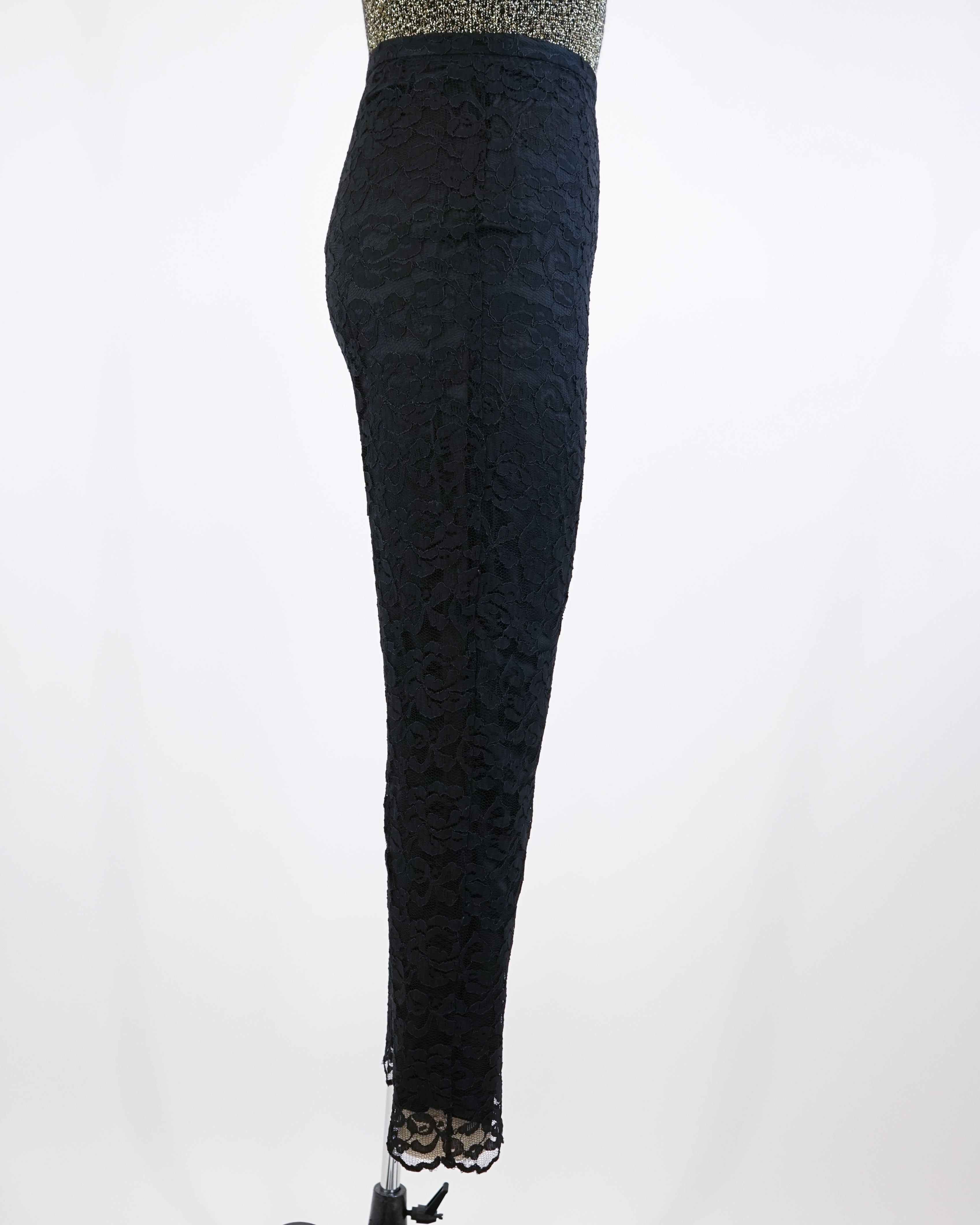 90s Bloomingdale's Fully Lined Black Lace Pants