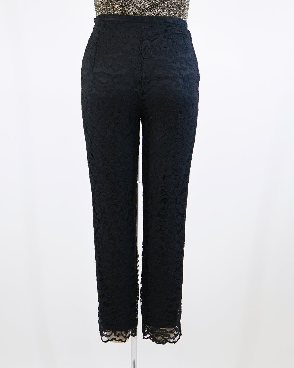 90s Bloomingdale's Fully Lined Black Lace Pants