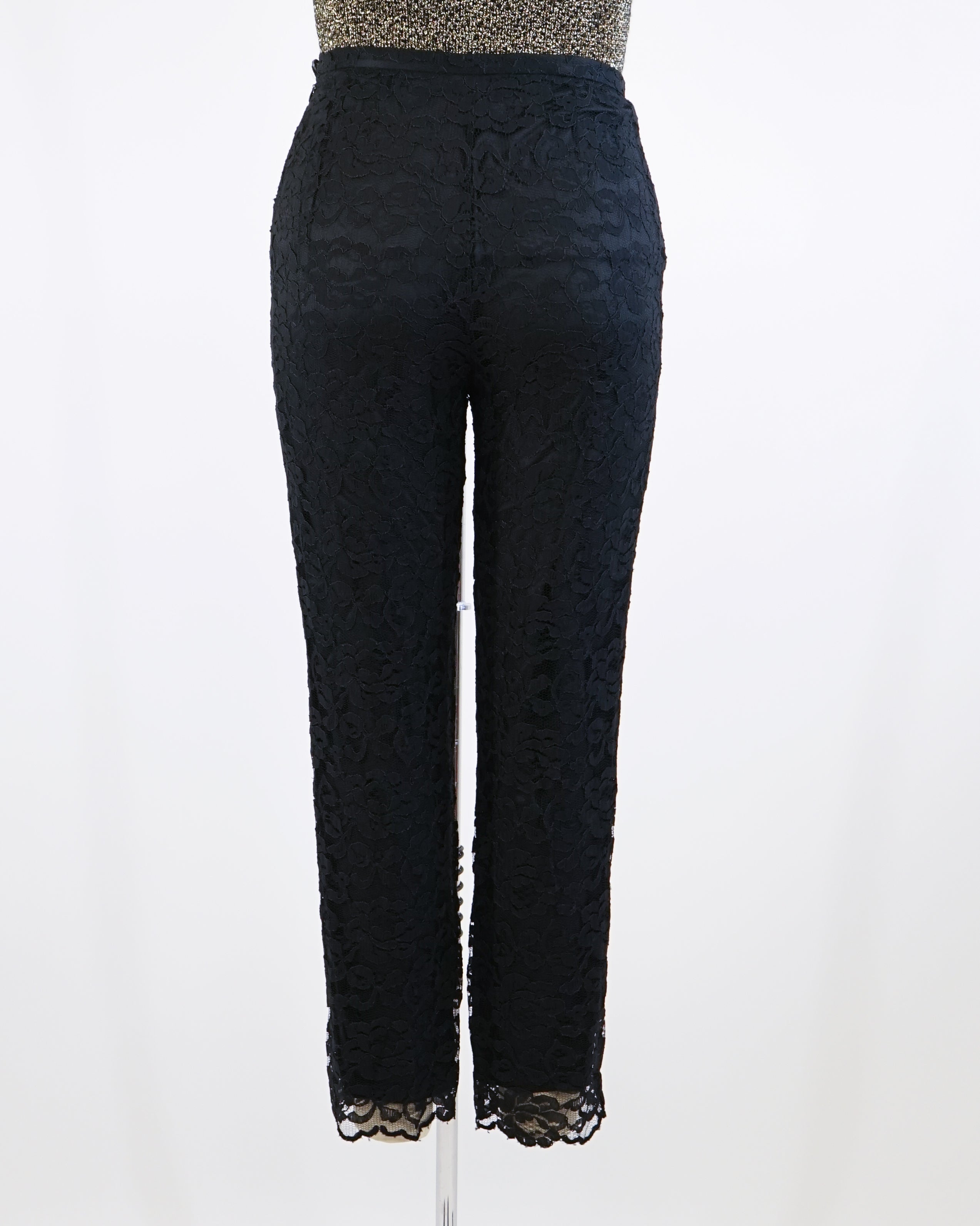 90s Bloomingdale's Fully Lined Black Lace Pants