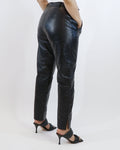 90s Black Genuine Leather Tapered Leg Pants
