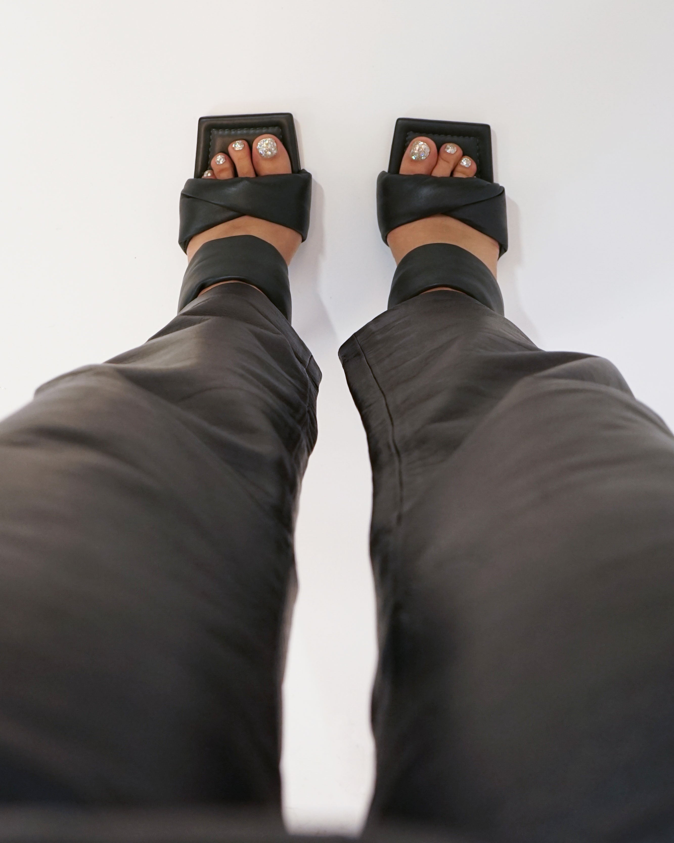 1990s Black Leather Tapered Leg Pants