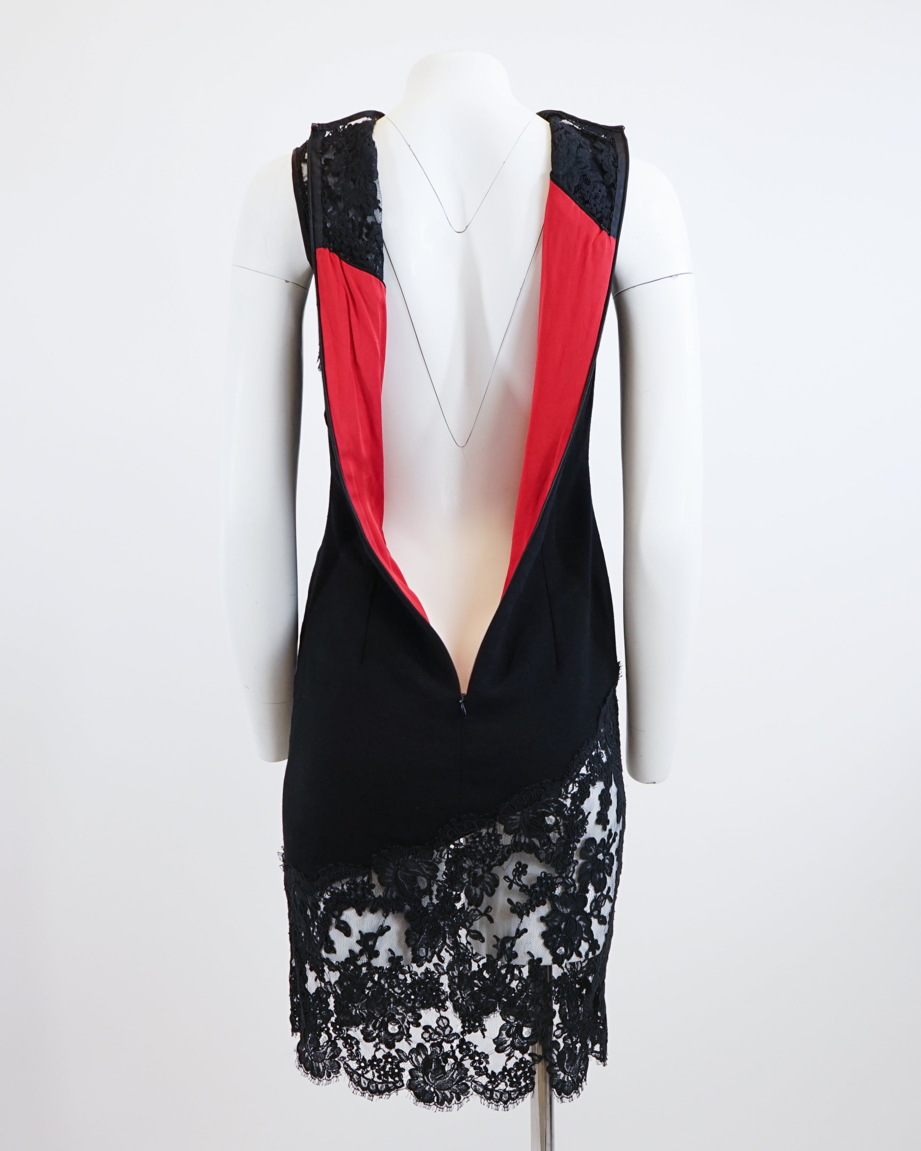 00s Ultra Sexy Black Lace w Red Lining Mini Dress