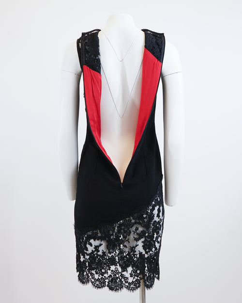 00s Ultra Sexy Black Lace w Red Lining Mini Dress