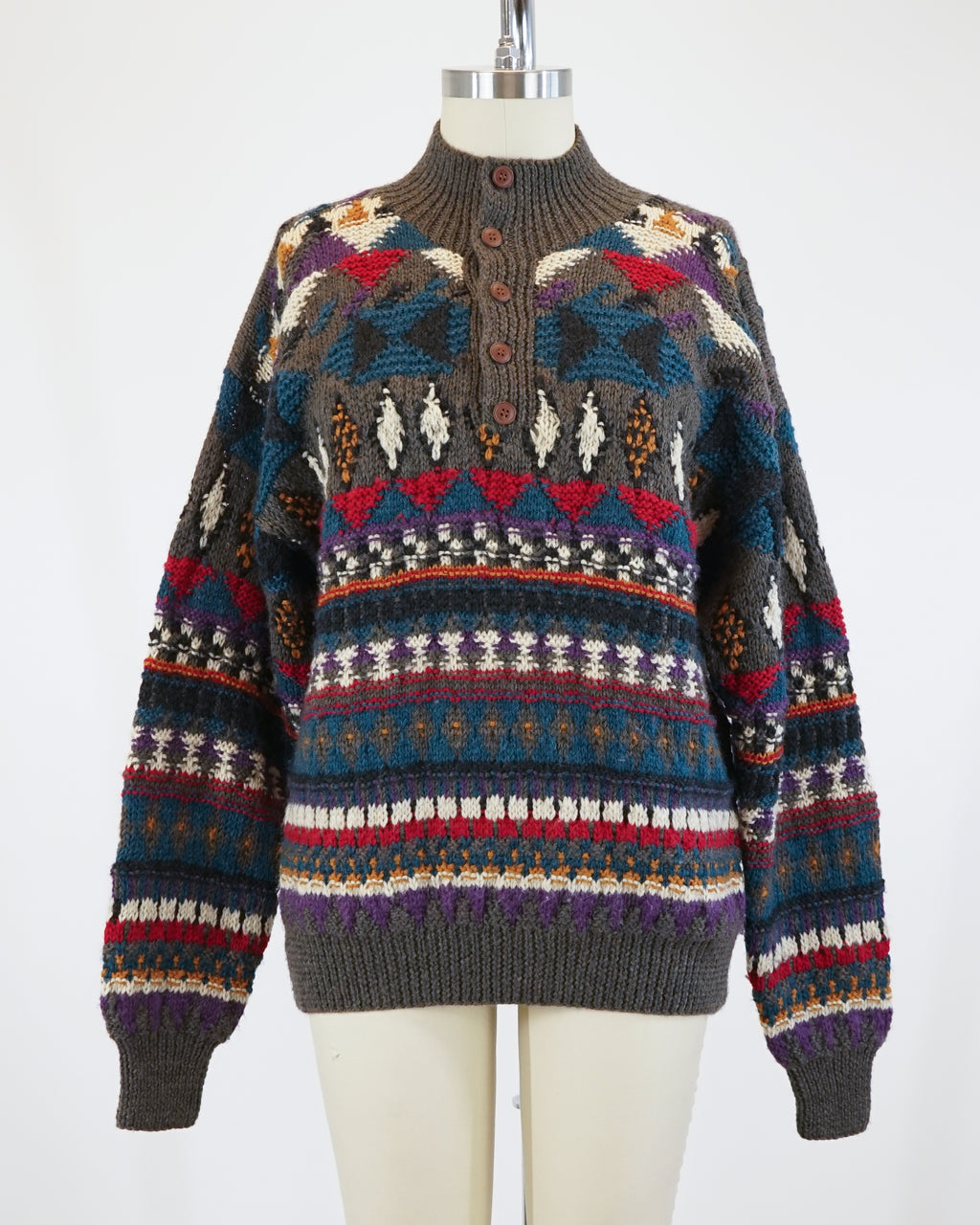 1990s Hand Knit Popover Sweater