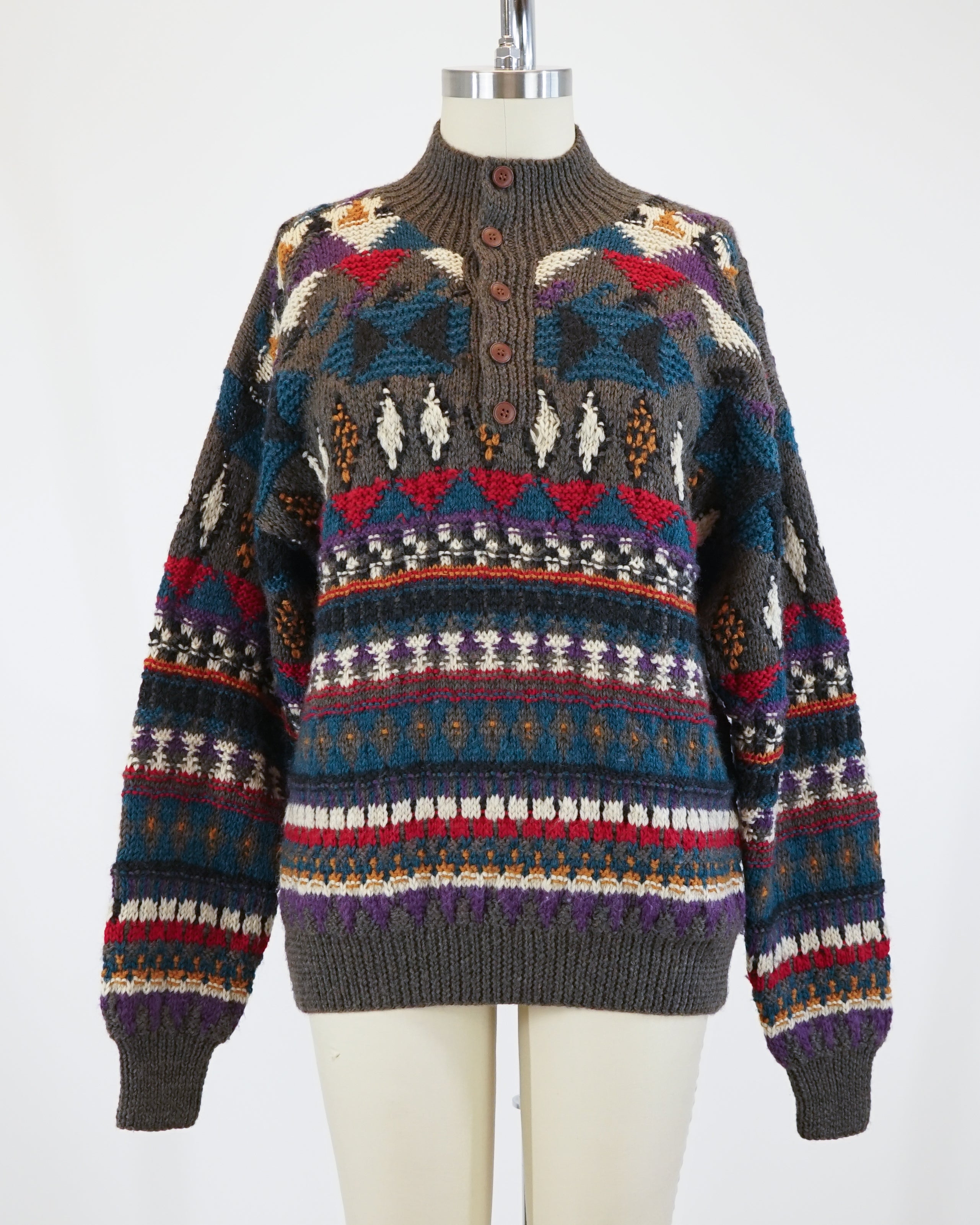 1990s Hand Knit Popover Sweater