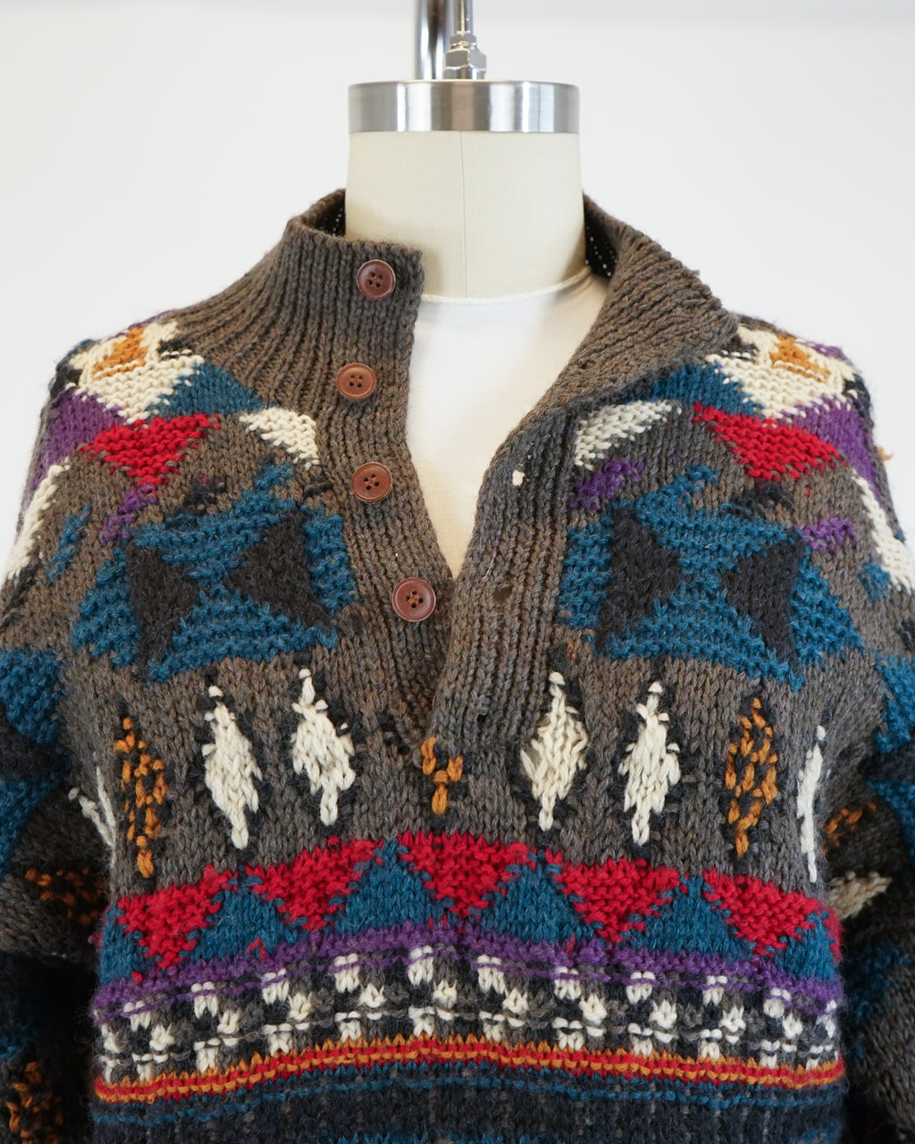 1990s Hand Knit Popover Sweater