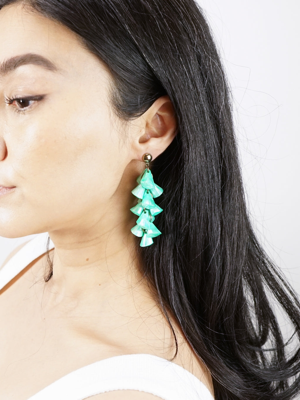 1980s Turquoise Marbled Chandelier Earrings