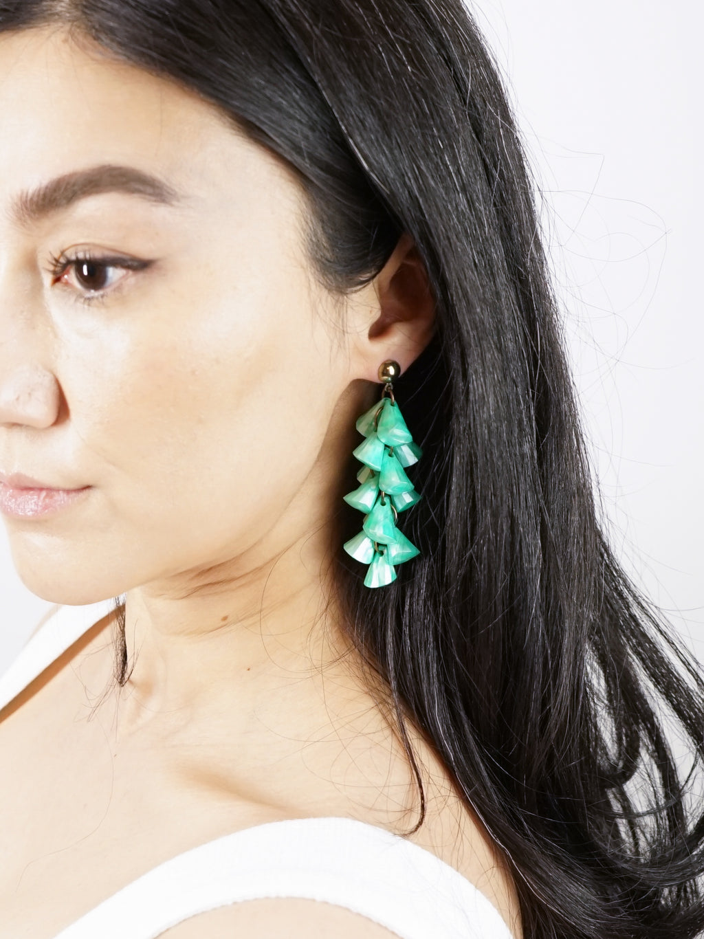 1980s Turquoise Marbled Chandelier Earrings