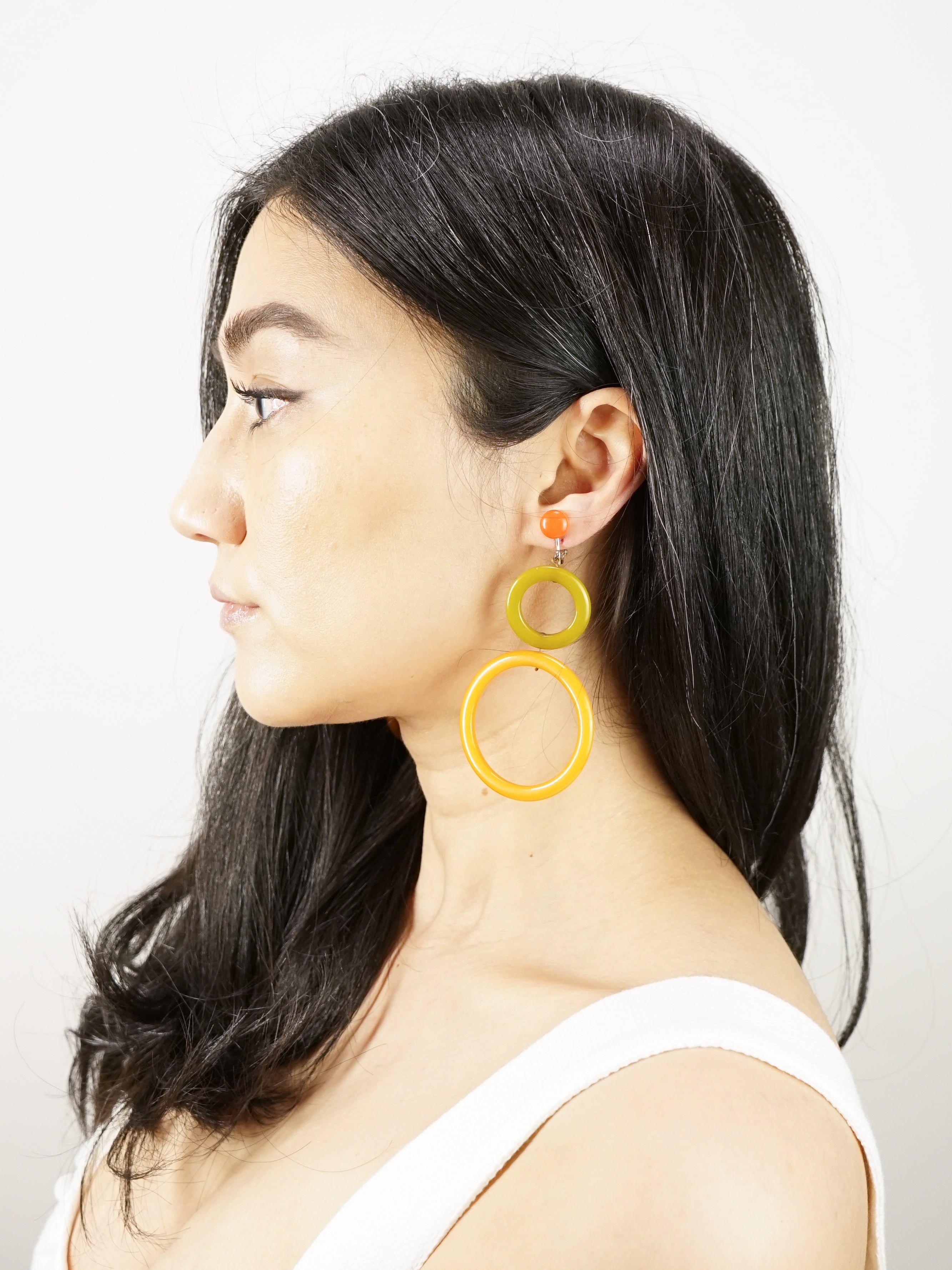 1960s Color Block Bakelite Hoop Earrings