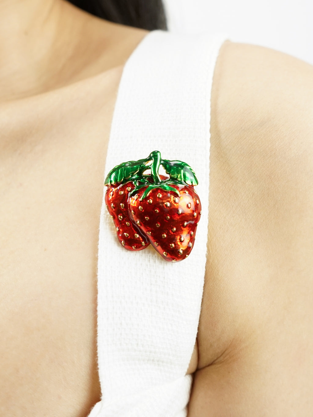 1980s Strawberry Enamel Brooch & Pendant