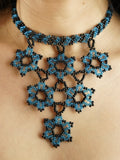 60s Beaded Black & Blue Festoon Necklace
