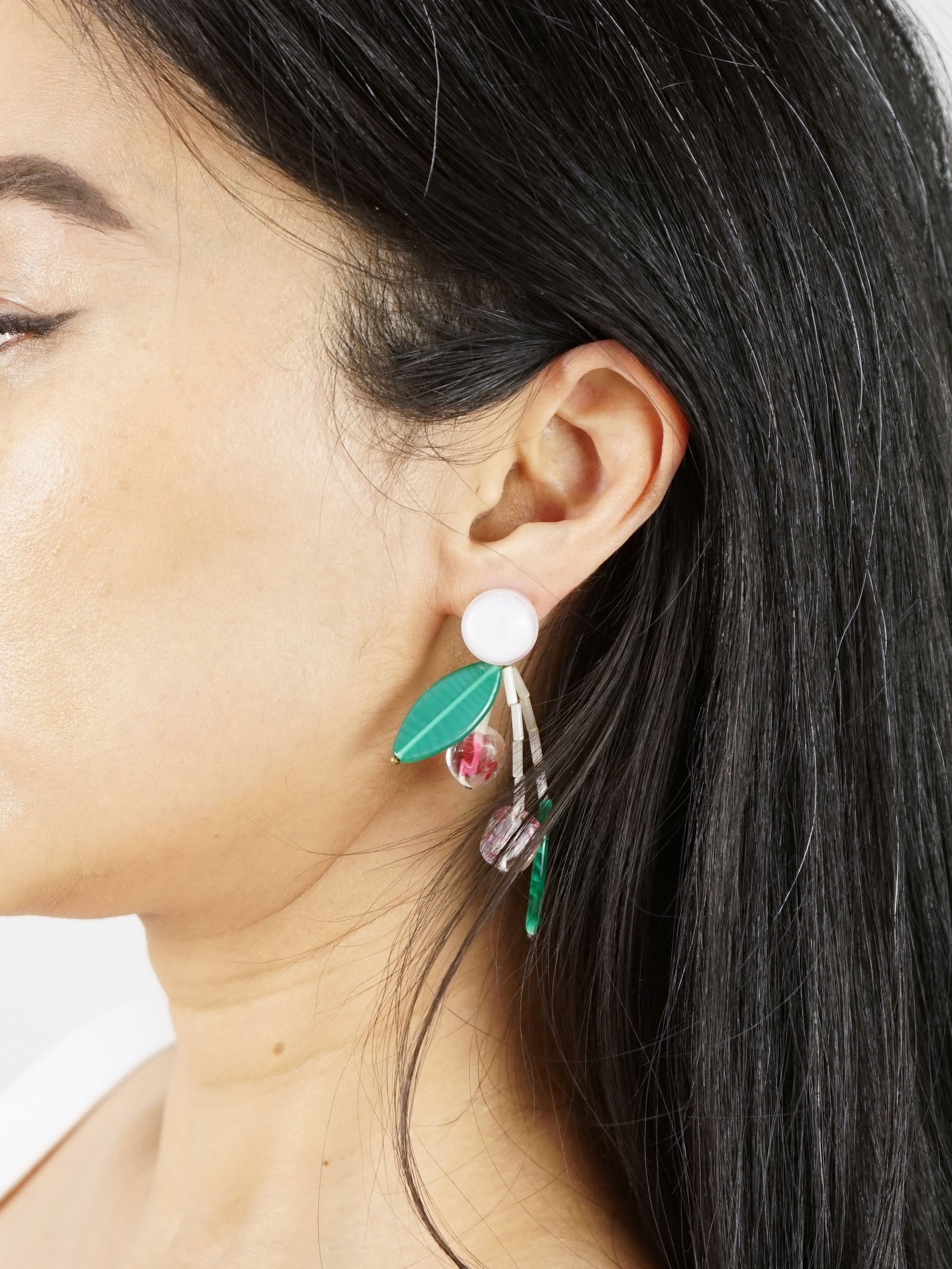 1970s Italian Venetian Glass Cherry Drop Earrings