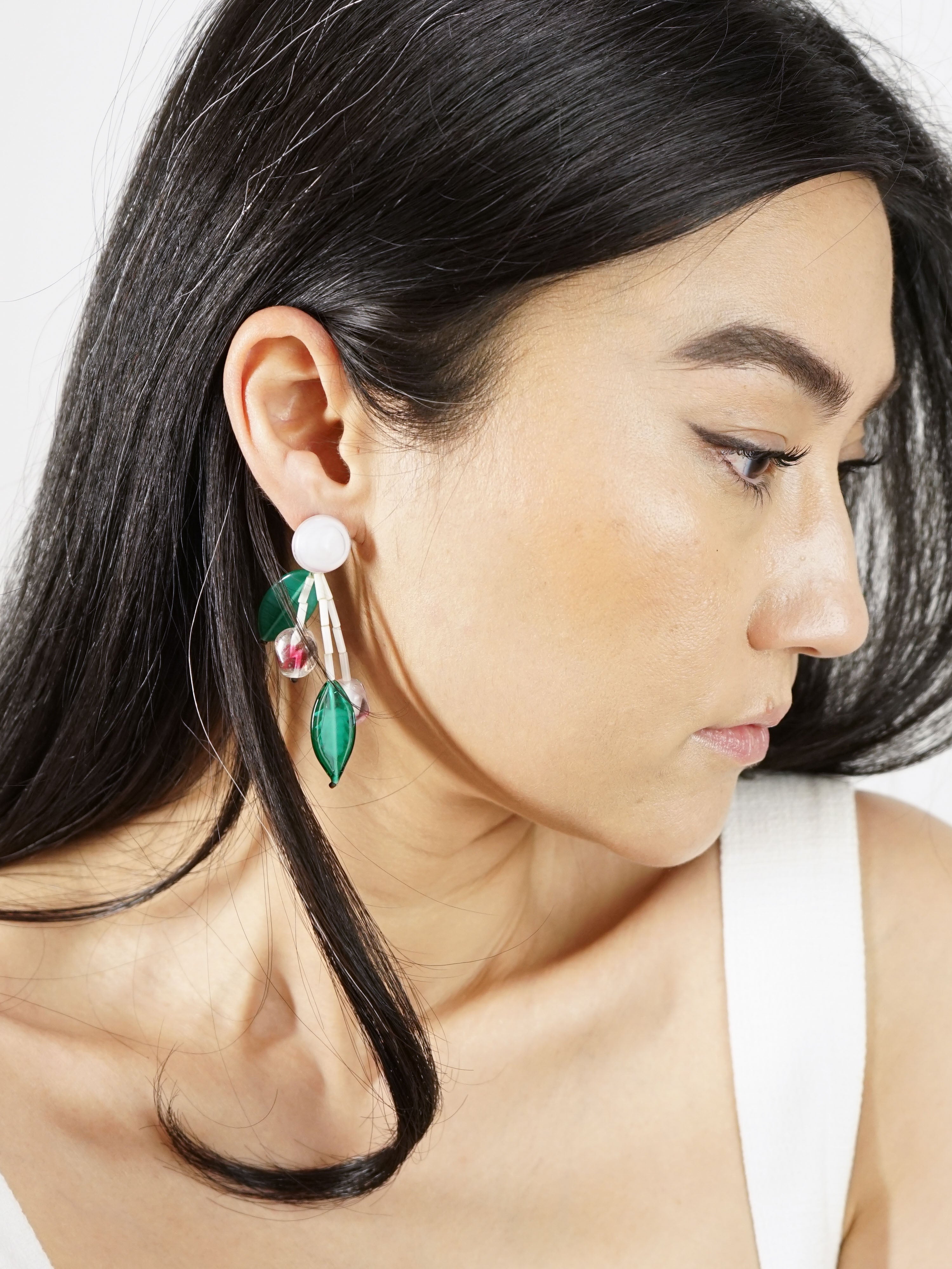 1970s Italian Venetian Glass Cherry Drop Earrings