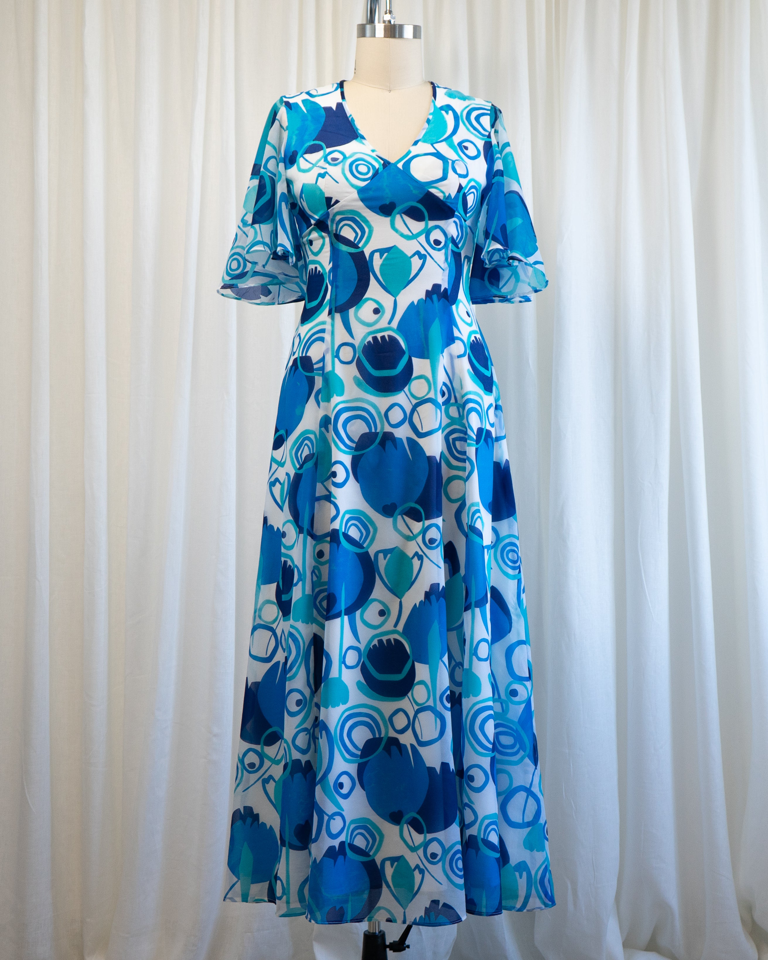 70s Bernard Fréres Nazar Monsters Print Maxi