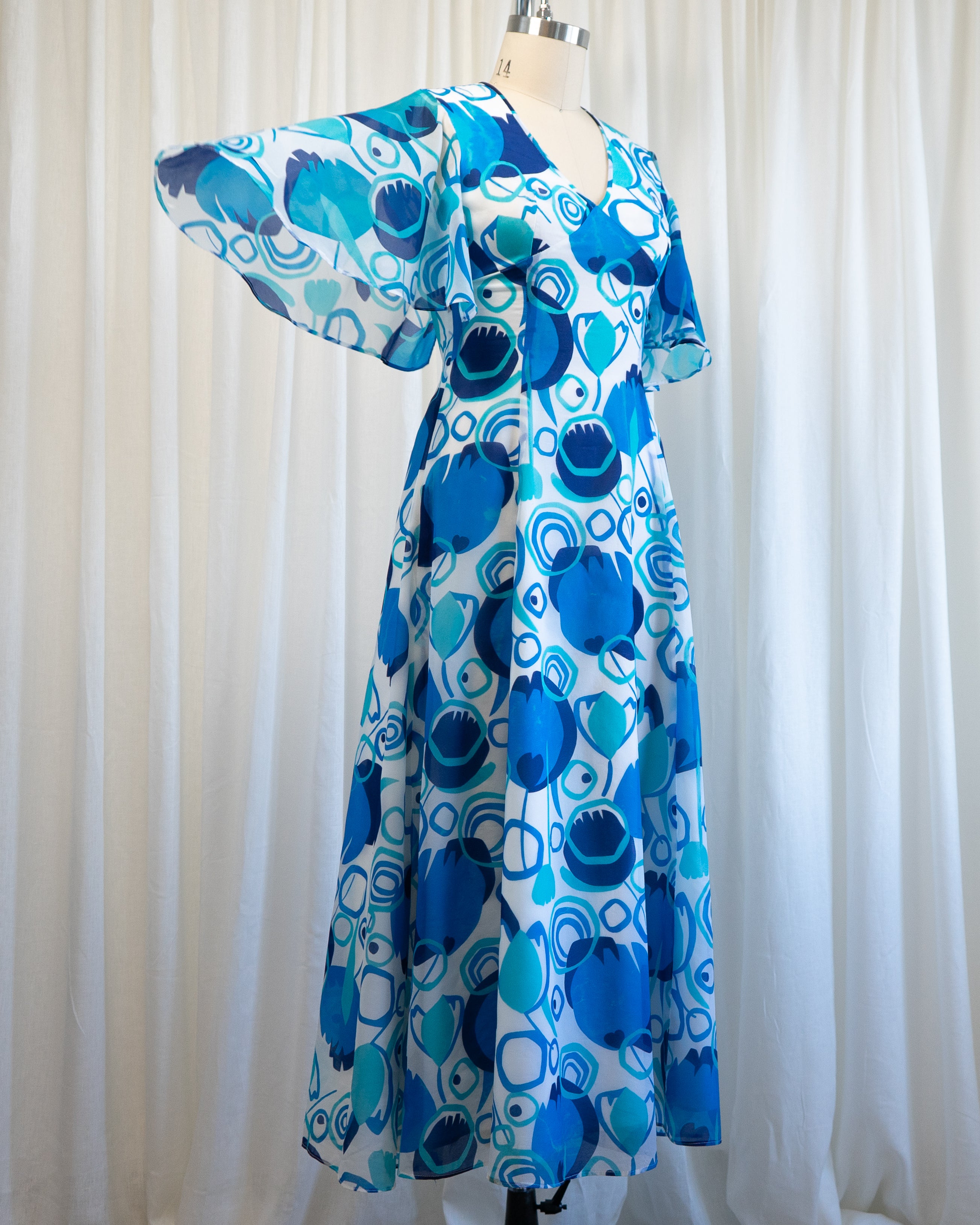 70s Bernard Fréres Nazar Monsters Print Maxi