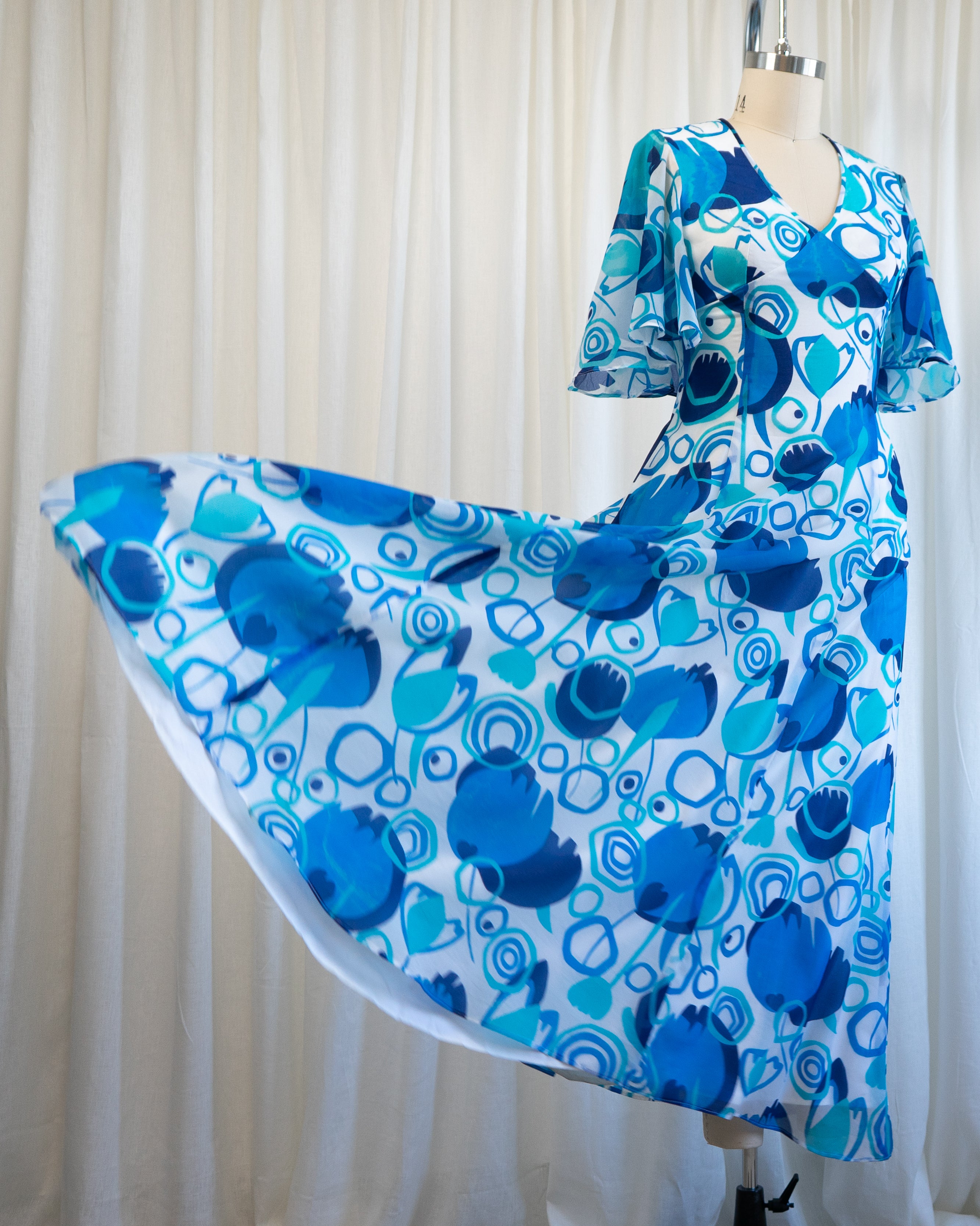 70s Bernard Fréres Nazar Monsters Print Maxi