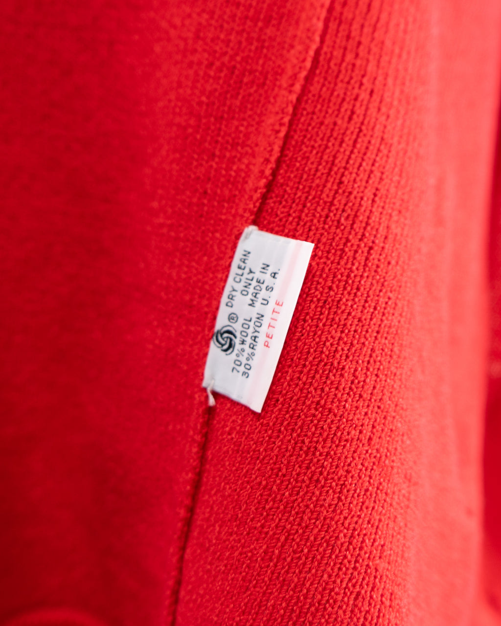 1980s Red Cardigan with Large Gold & Pearl Heart Buttons