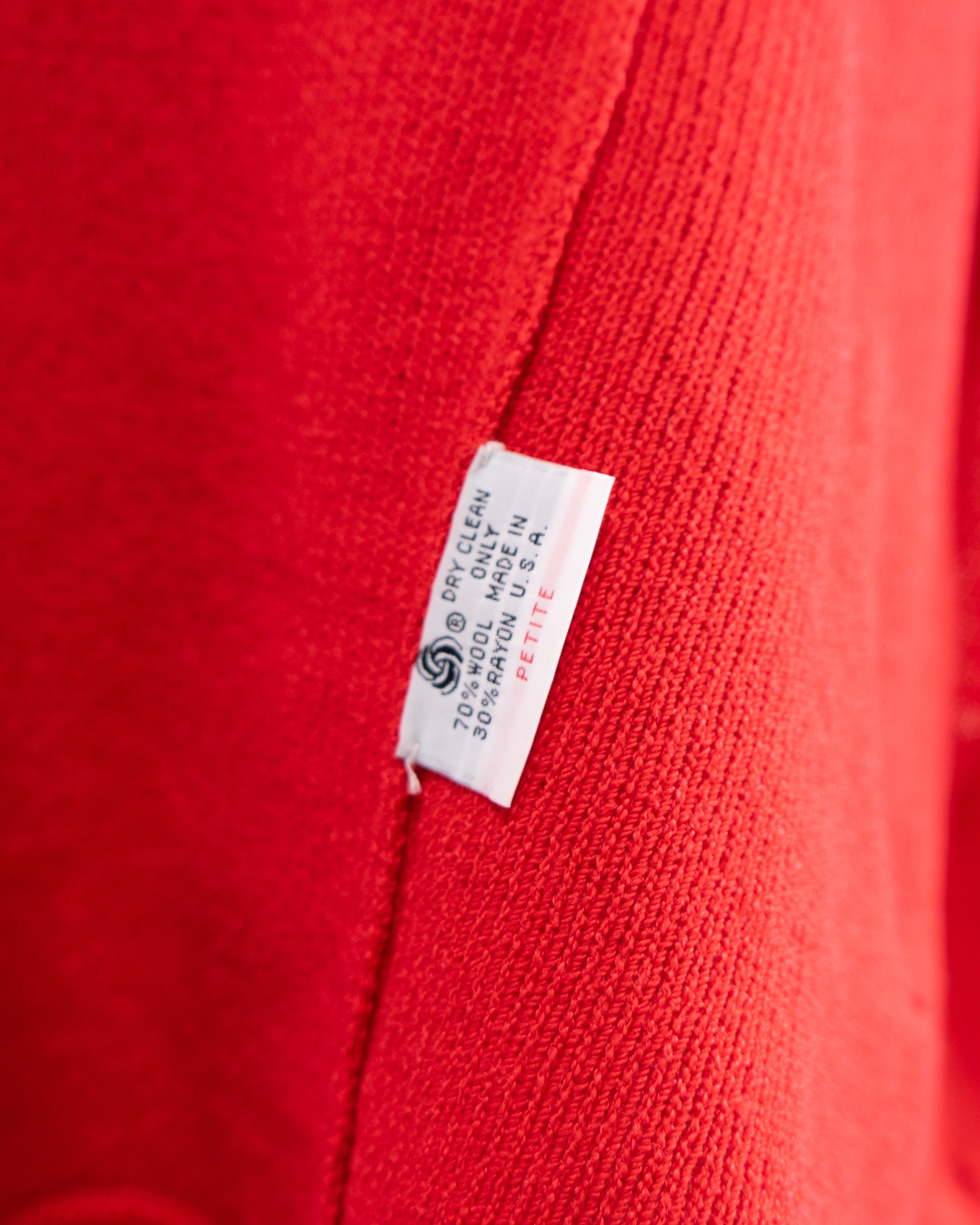 1980s Red Cardigan with Large Gold & Pearl Heart Buttons