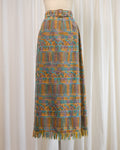 1970s Beverly Paige Embroidered Maxi Skirt with Belt